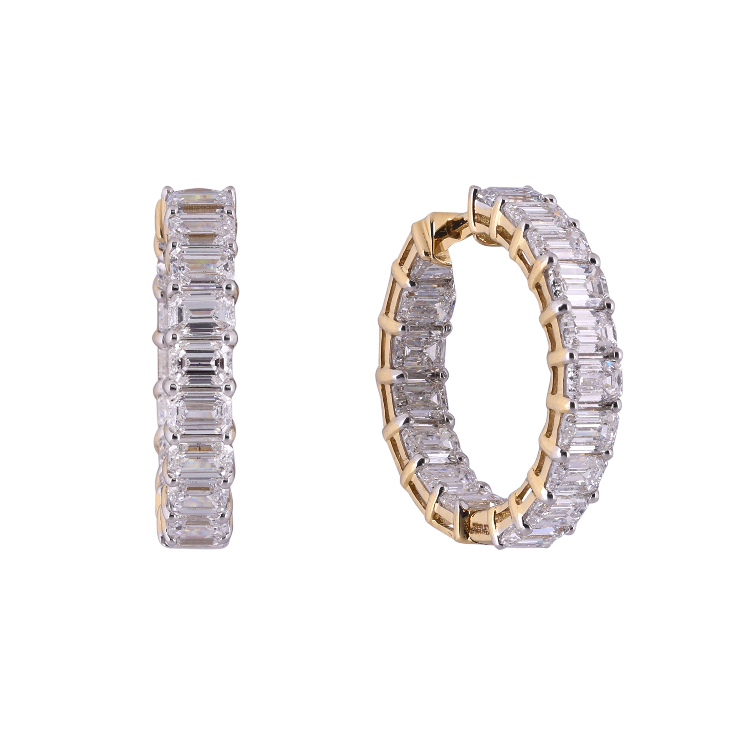 Emerald Cut 8.16 Carat Lab-Grown Diamond Single Line Pair Earhoops | SKU : 0020741334