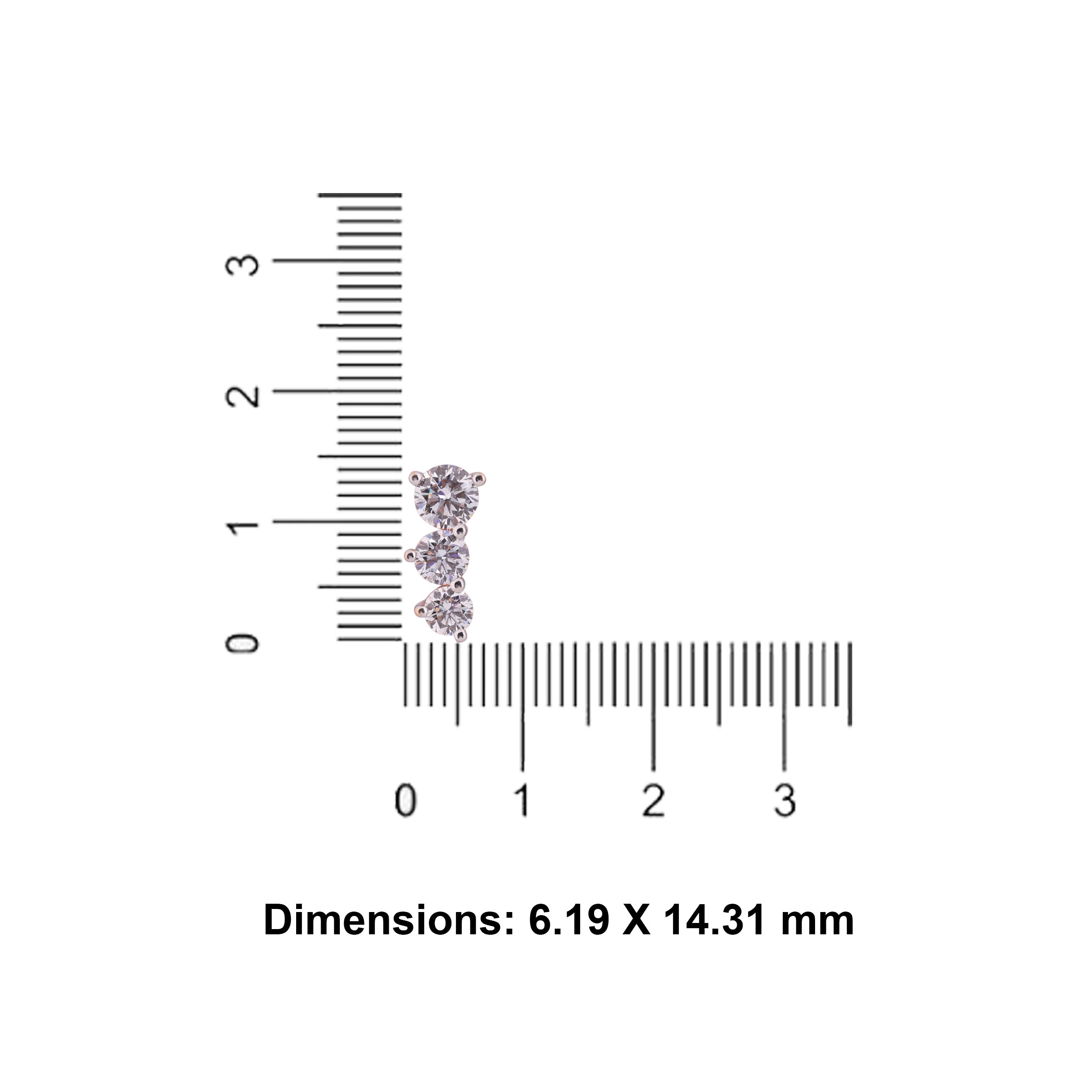 Three-Diamond 2.200 Carat Pair Lab-Grown Earstuds in 18K Rose Gold | SKU : 0020741785