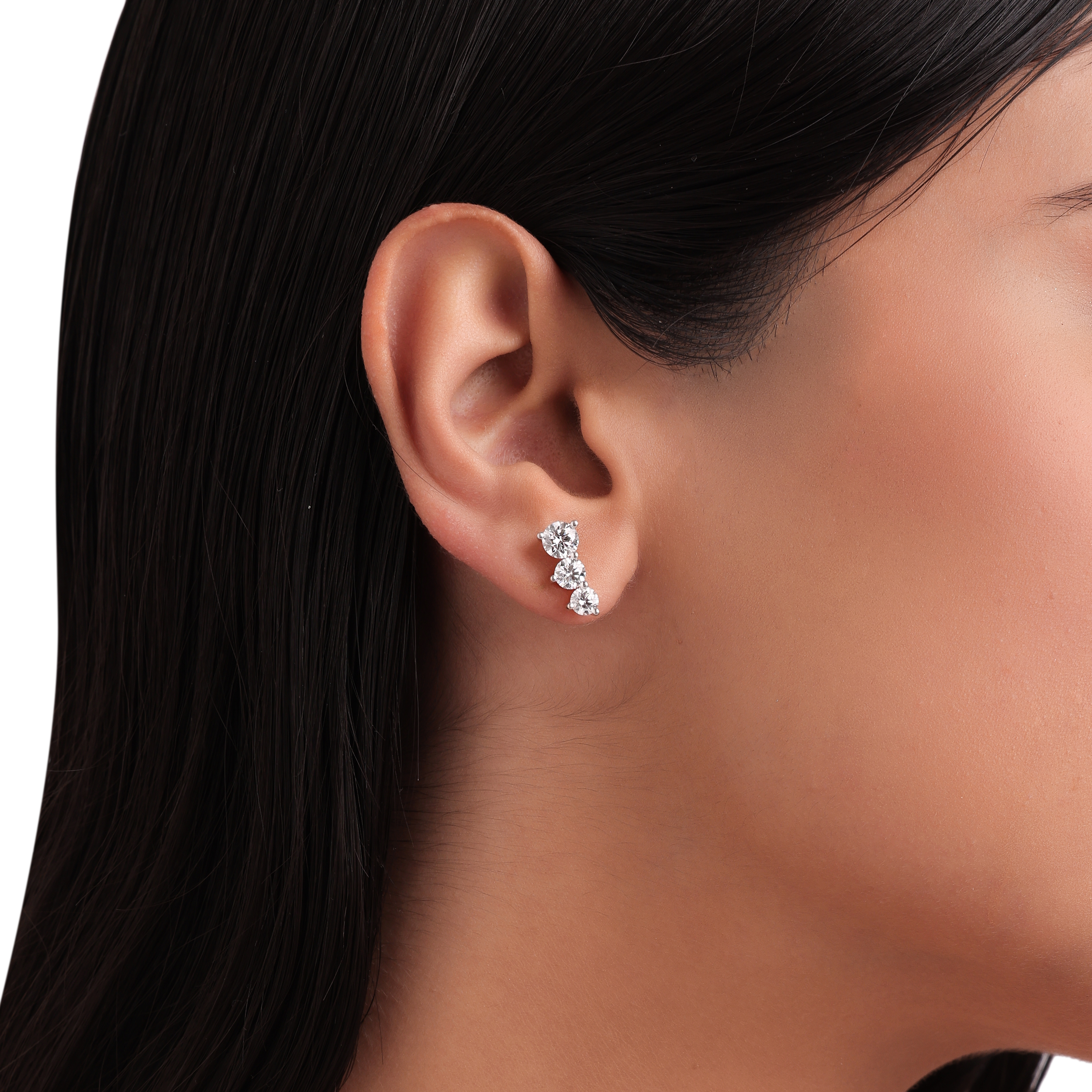 Three-Diamond 2.200 Carat Pair Lab-Grown Earstuds in 18K Rose Gold | SKU : 0020741785