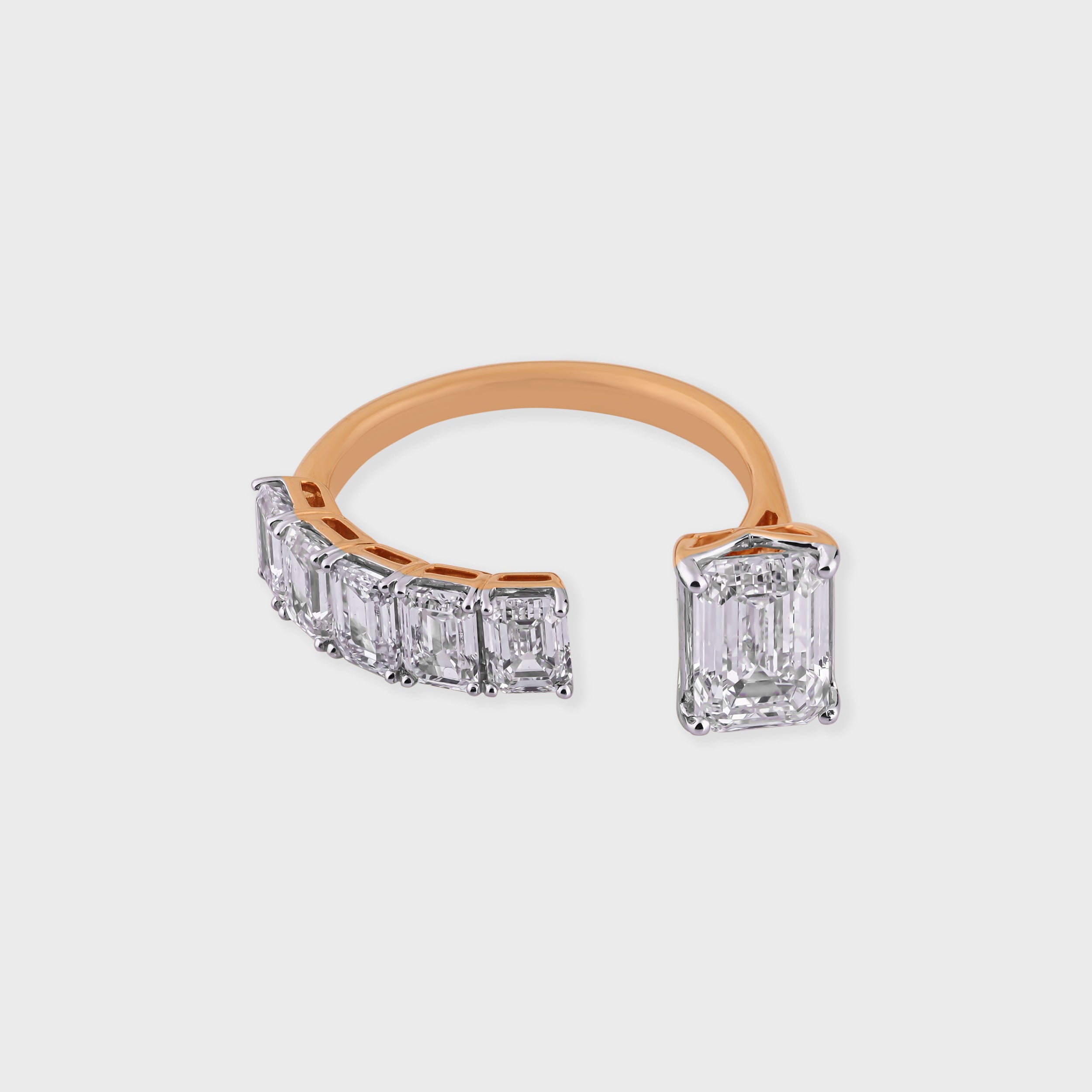 Emerald-Cut 3.06 Carat Lab Grown Open Band Diamond Ring | SKU : 0020773168