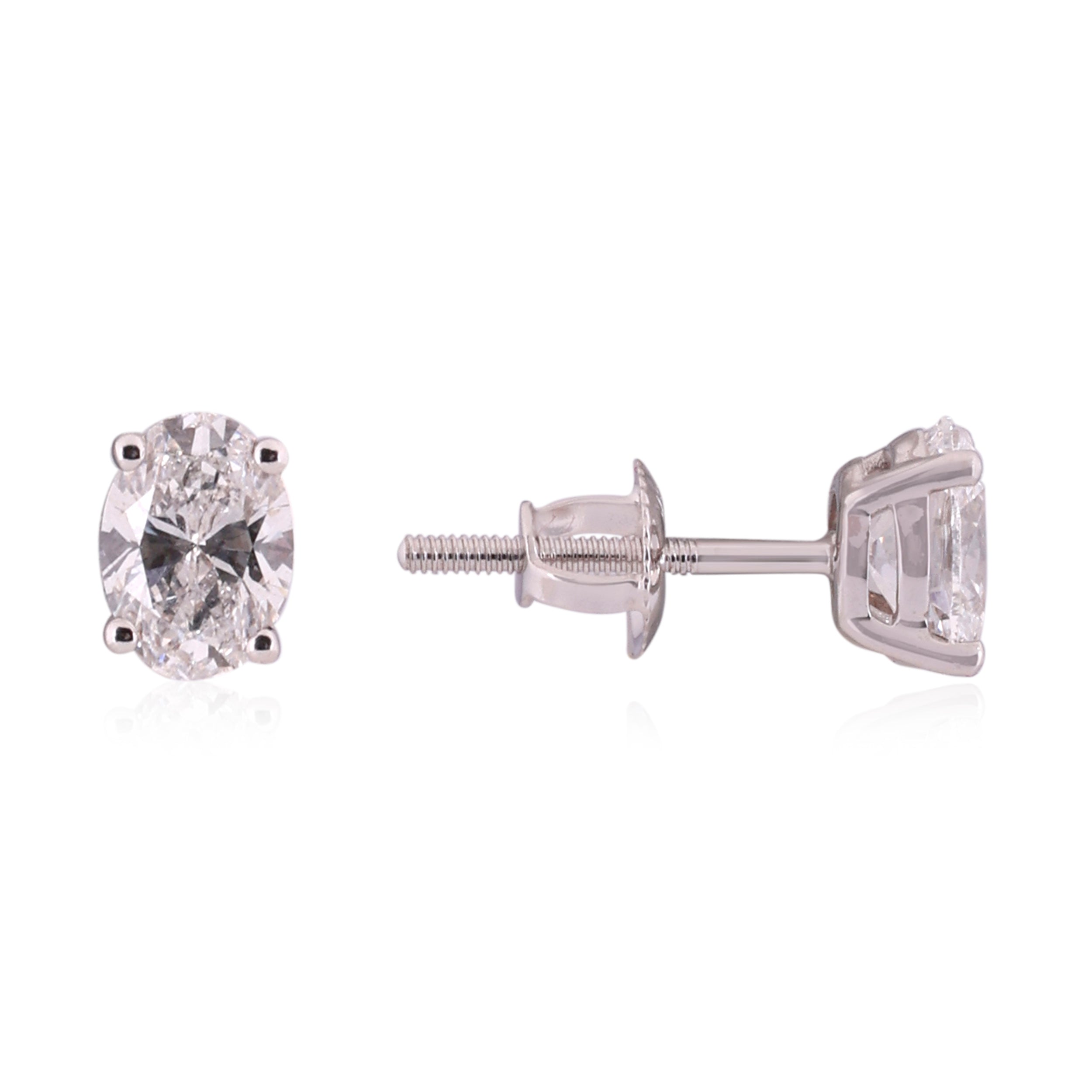 Oval-Cut 1.06 Carat Lab-Grown Diamond Pair Ear-Stud in White Gold| SKU : 0020806163