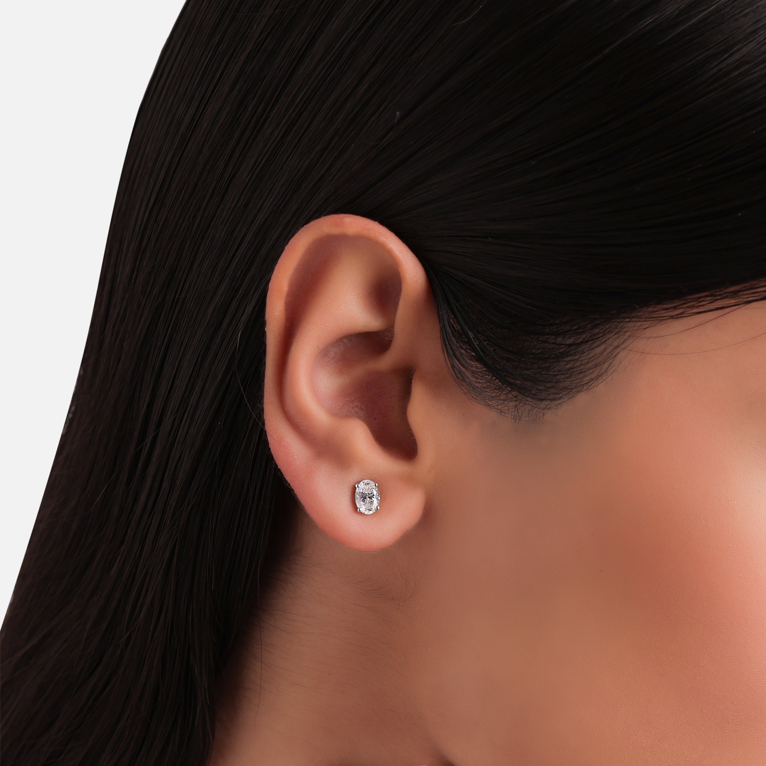 Oval-Cut 1.06 Carat Lab-Grown Diamond Pair Ear-Stud in White Gold| SKU : 0020806163