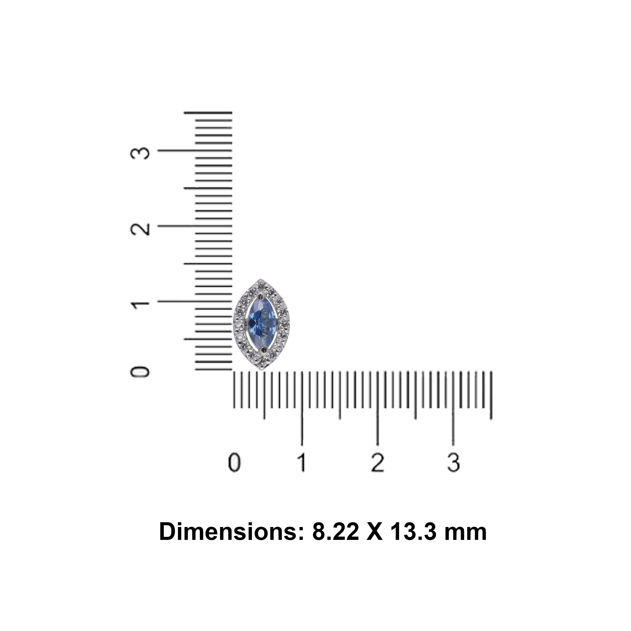 Sterling Silver Blue Gem Marquise Earstuds with Cubic Zirconia | SKU : 0020809812