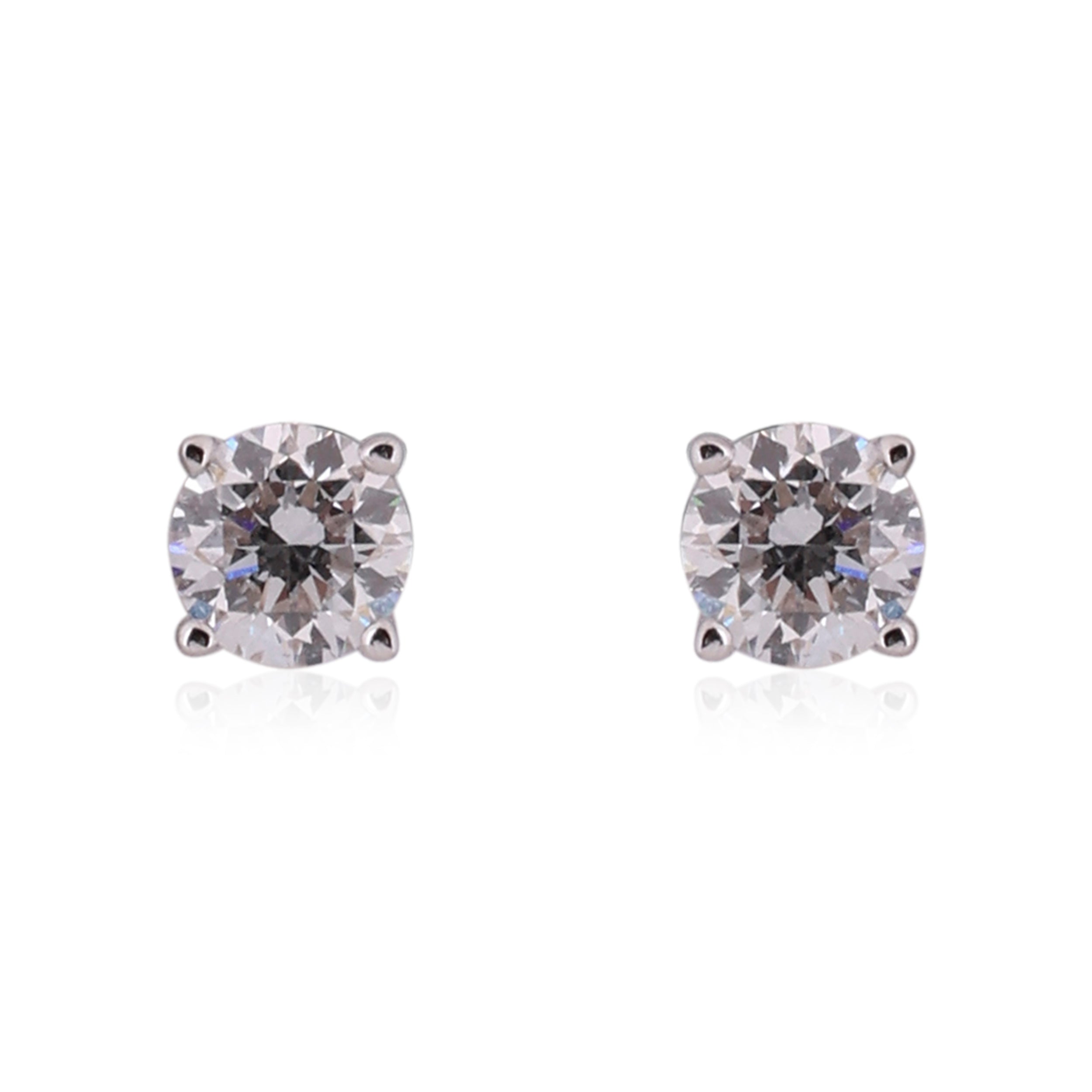 Round Brilliant-Cut 0.50 Carat Lab-Grown Diamond Pair Ear-Stud in White Gold| SKU : 0020833428
