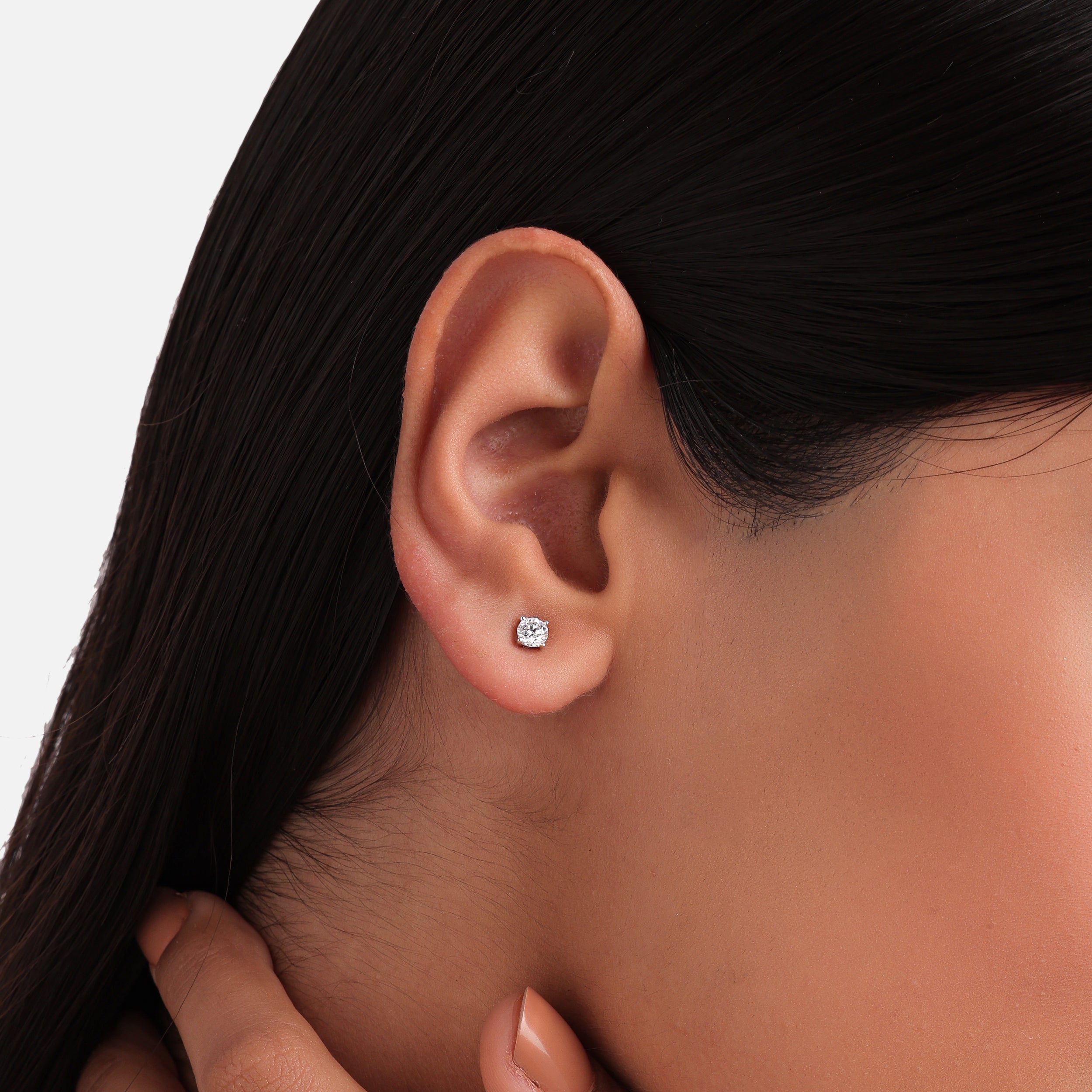 Round Brilliant-Cut 0.50 Carat Lab-Grown Diamond Pair Ear-Stud in White Gold| SKU : 0020833428