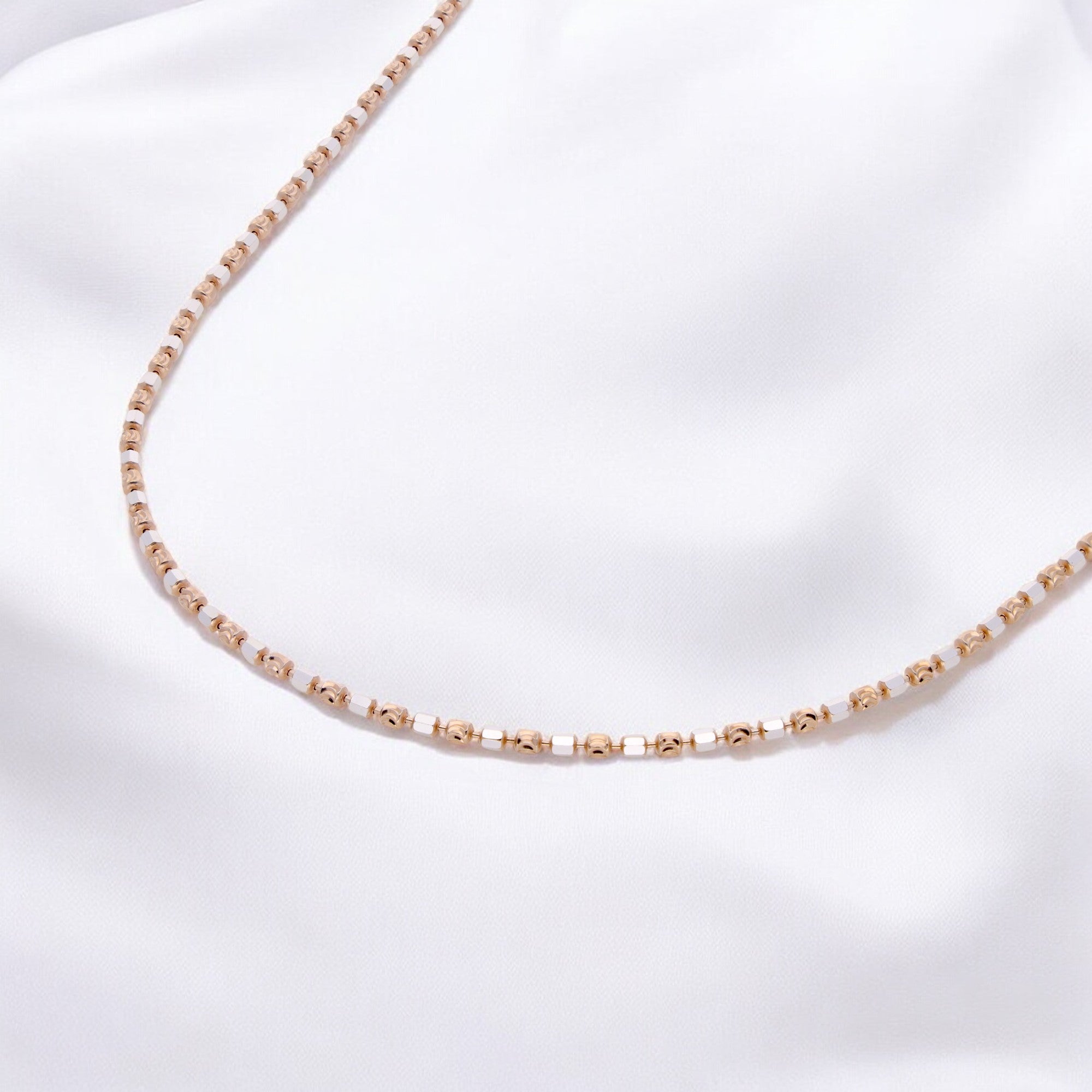 Lightweight Italian Sterling Silver Chain – Rose & Silver Finish | SKU : 0020846626, 0020846602, 0020846619