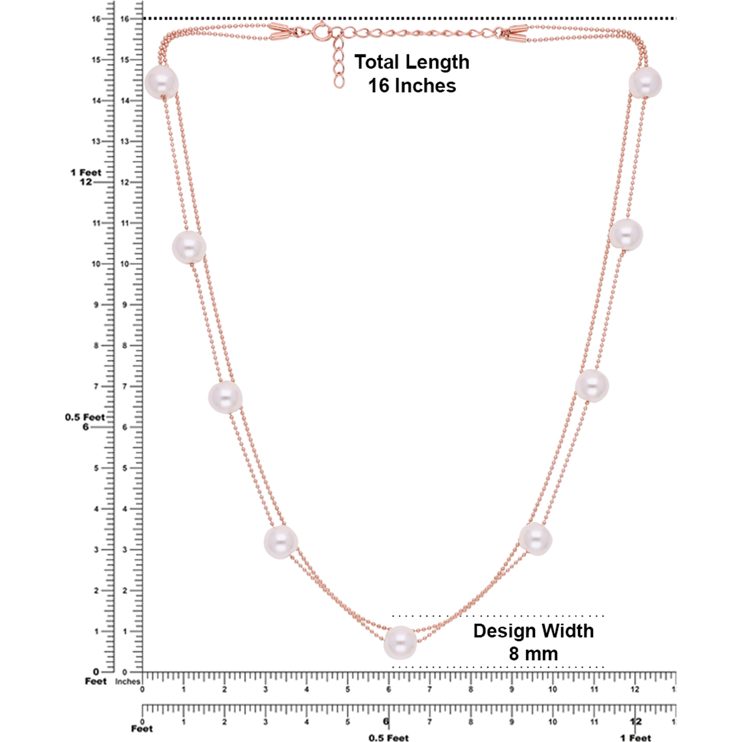 Rose Gold Pearl Accent Italian Chain | SKU : 0020882372, 0003401934, 0020882389, 0003401927