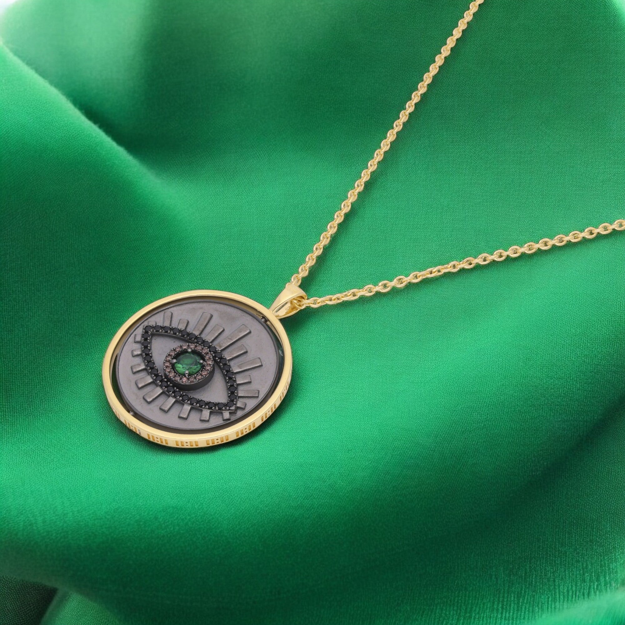 11:11 Evil Eye Chain Pendant – Gold Finish Sterling Silver with Gemstone | SKU : 0020986070, 0021182310, 0003499078, 0021182235, 0021553141