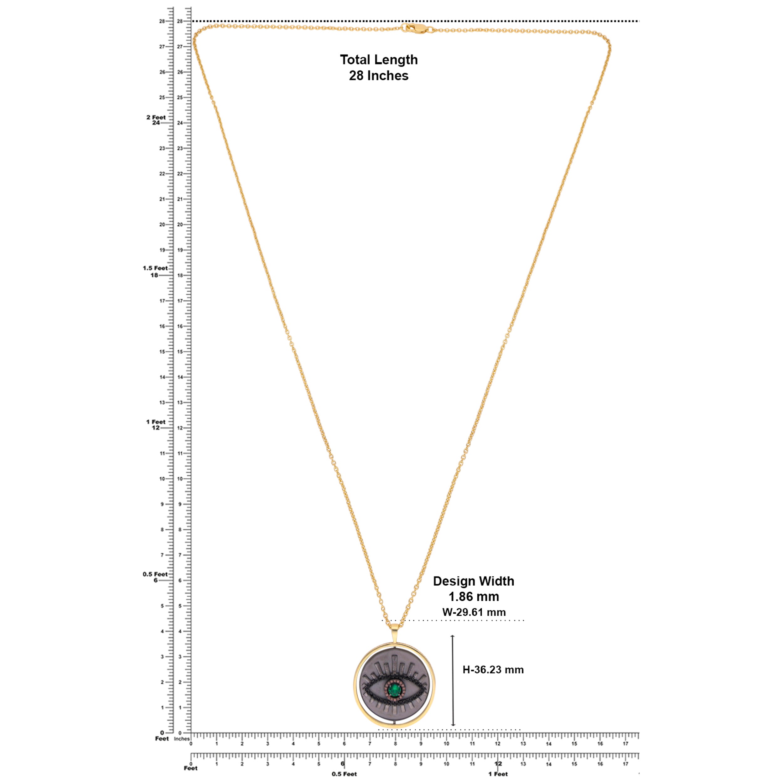 11:11 Evil Eye Chain Pendant – Gold Finish Sterling Silver with Gemstone | SKU : 0020986070, 0021182310, 0003499078, 0021182235, 0021553141