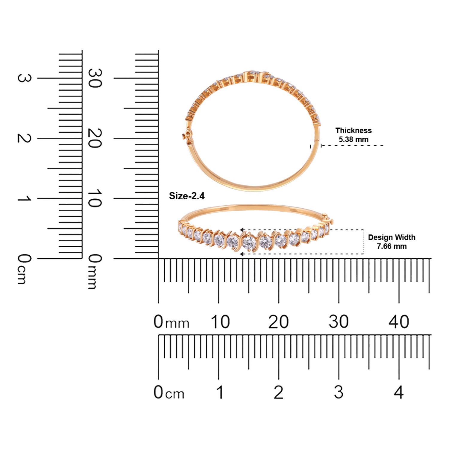 Round Brilliant 5.900 Carat Lab Grown Diamond Bangle in Gold | SKU : 0021071027