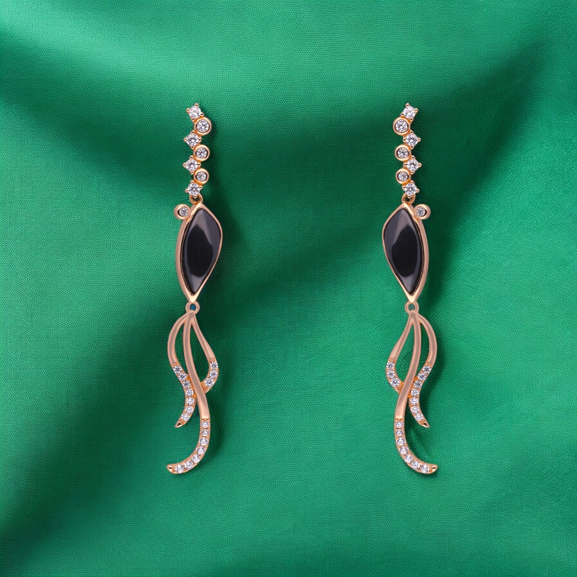 Ethereal Sterling Silver Earrings with Black Onyx and Cubic Zirconia | SKU : 0021129865, 0021129858, 0021129803, 0021129827, 0021129810, 0021129841, 0021129834