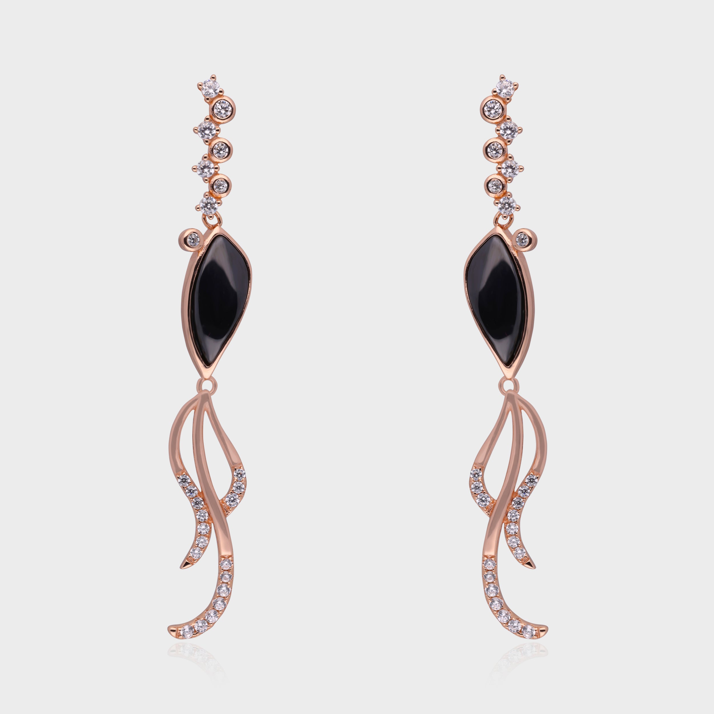 Ethereal Sterling Silver Earrings with Black Onyx and Cubic Zirconia | SKU : 0021129865, 0021129858, 0021129803, 0021129827, 0021129810, 0021129841, 0021129834