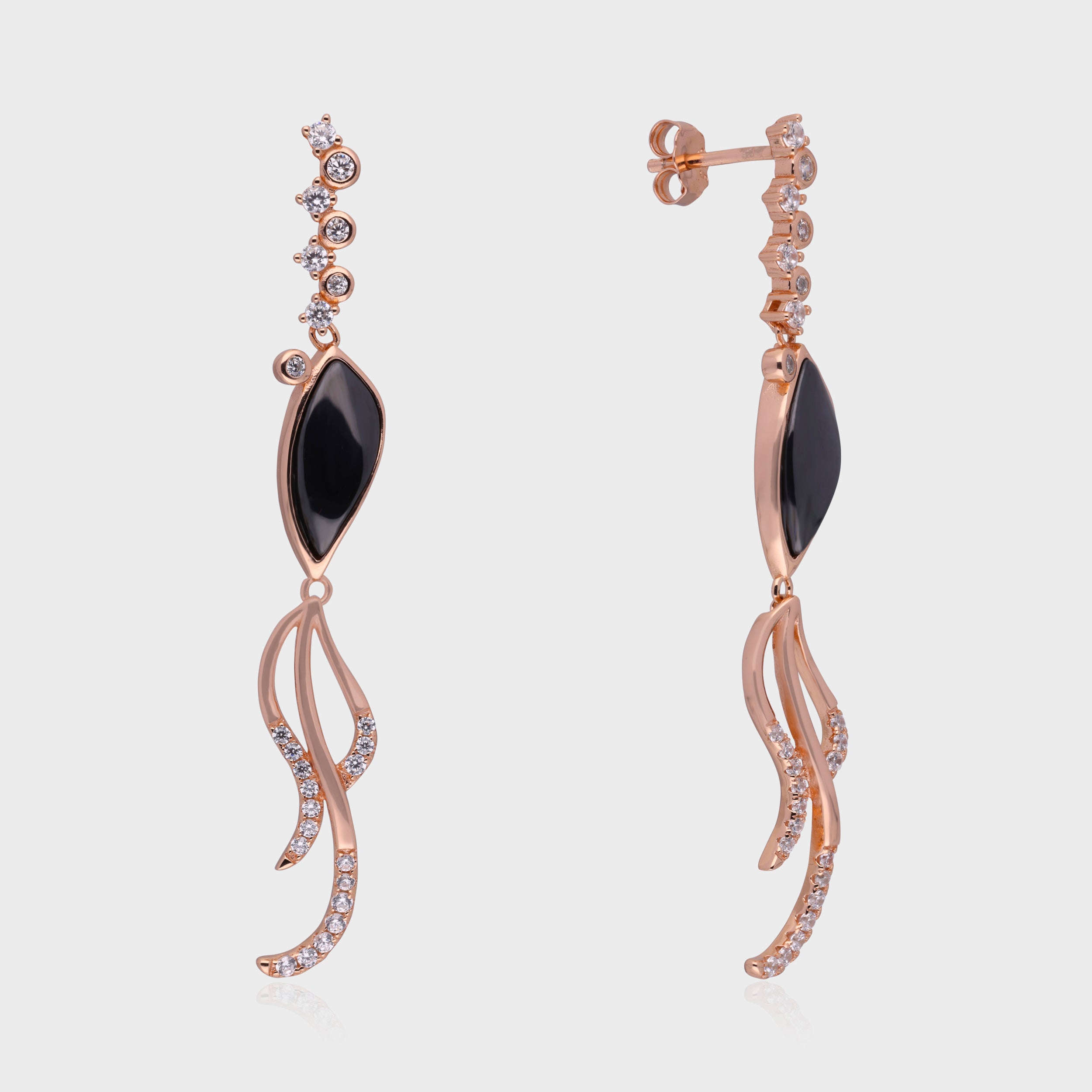 Ethereal Sterling Silver Earrings with Black Onyx and Cubic Zirconia | SKU : 0021129865, 0021129858, 0021129803, 0021129827, 0021129810, 0021129841, 0021129834