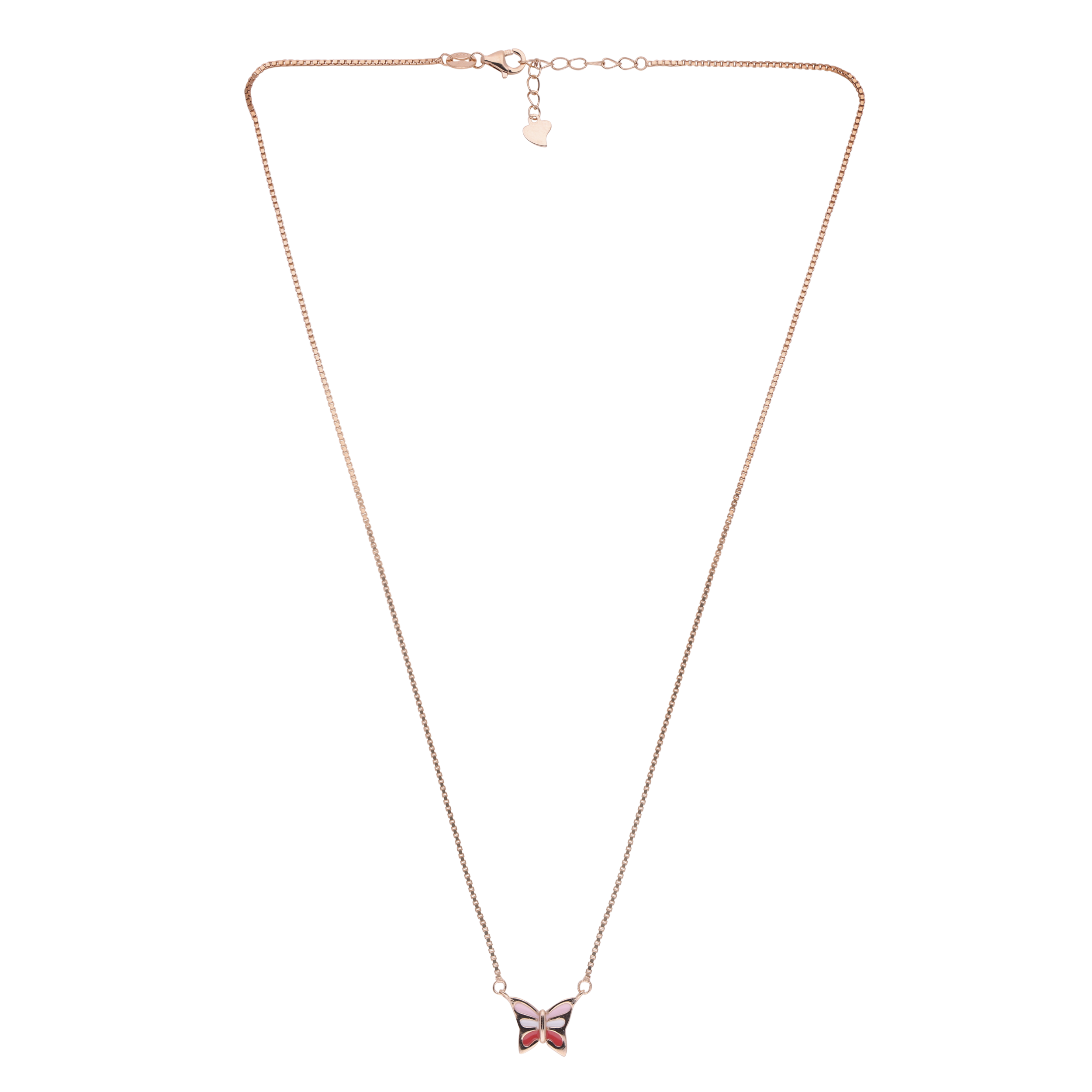 Graceful Butterfly Pendant Necklace in Rose Gold with Enamel Accents | SKU : 0021130113, 0021130106, 0021130083, 0021130090, 0021130076, 0021130069