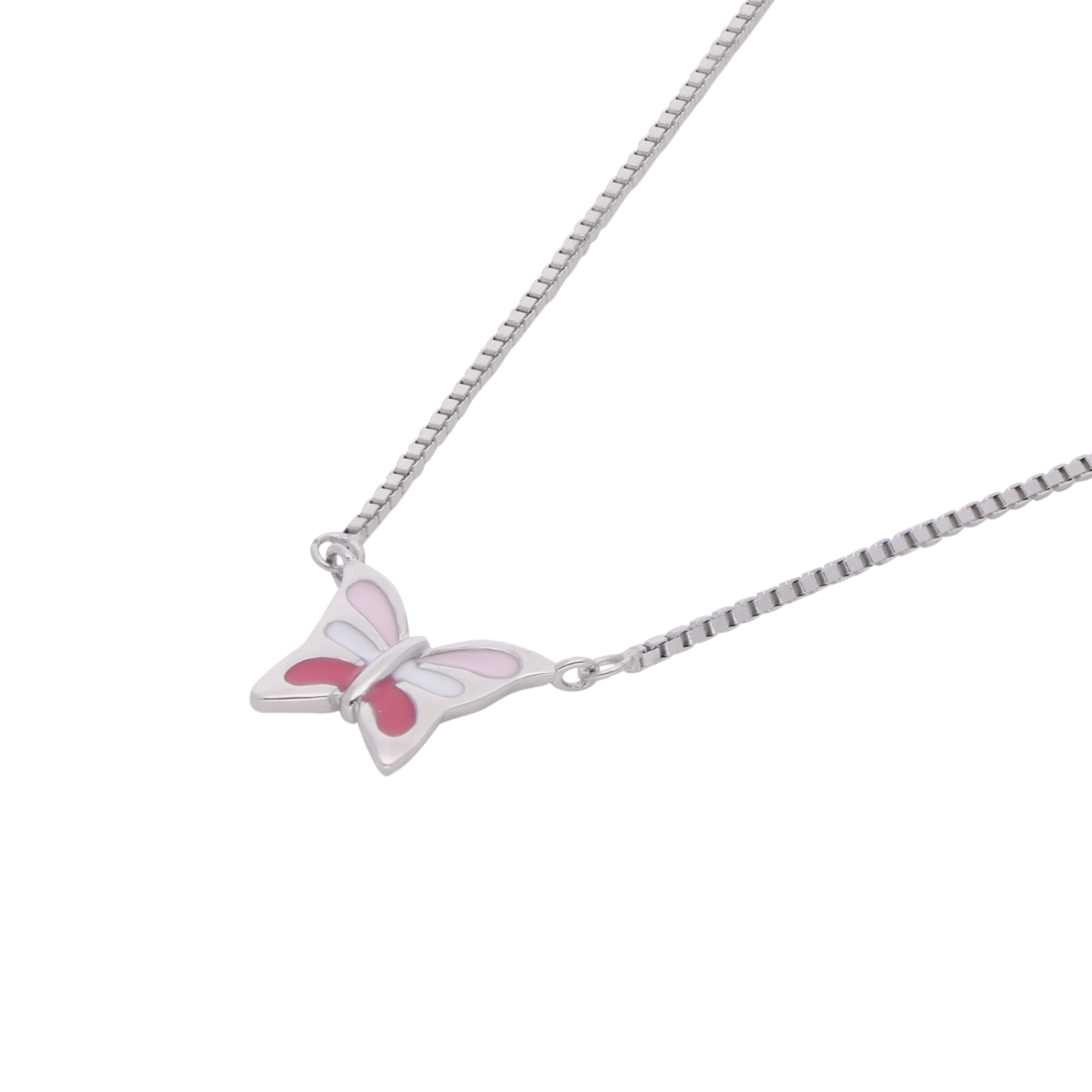 Graceful Butterfly Pendant Necklace in Rose Gold with Enamel Accents | SKU : 0021130113, 0021130106, 0021130083, 0021130090, 0021130076, 0021130069