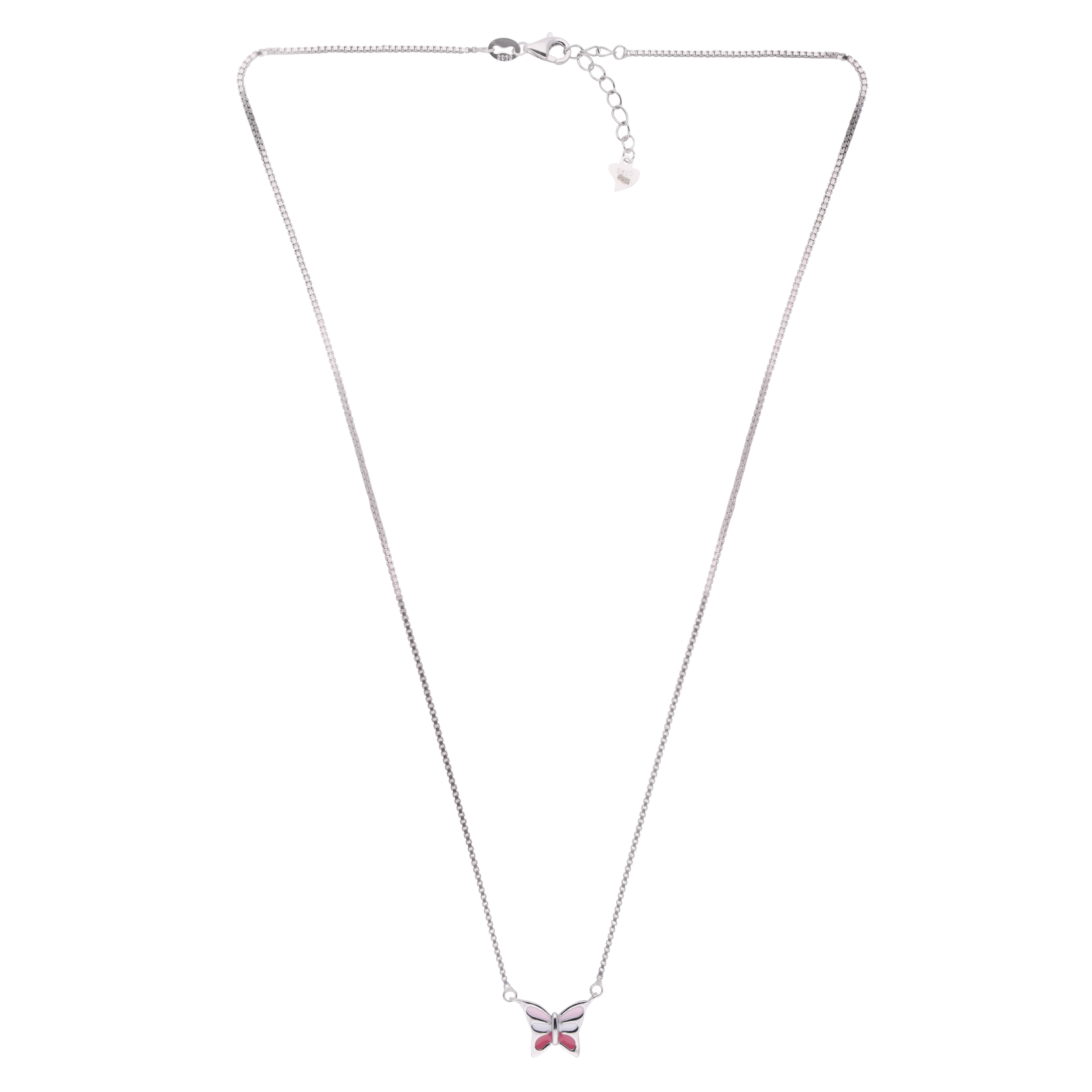 Graceful Butterfly Pendant Necklace in Rose Gold with Enamel Accents | SKU : 0021130113, 0021130106, 0021130083, 0021130090, 0021130076, 0021130069