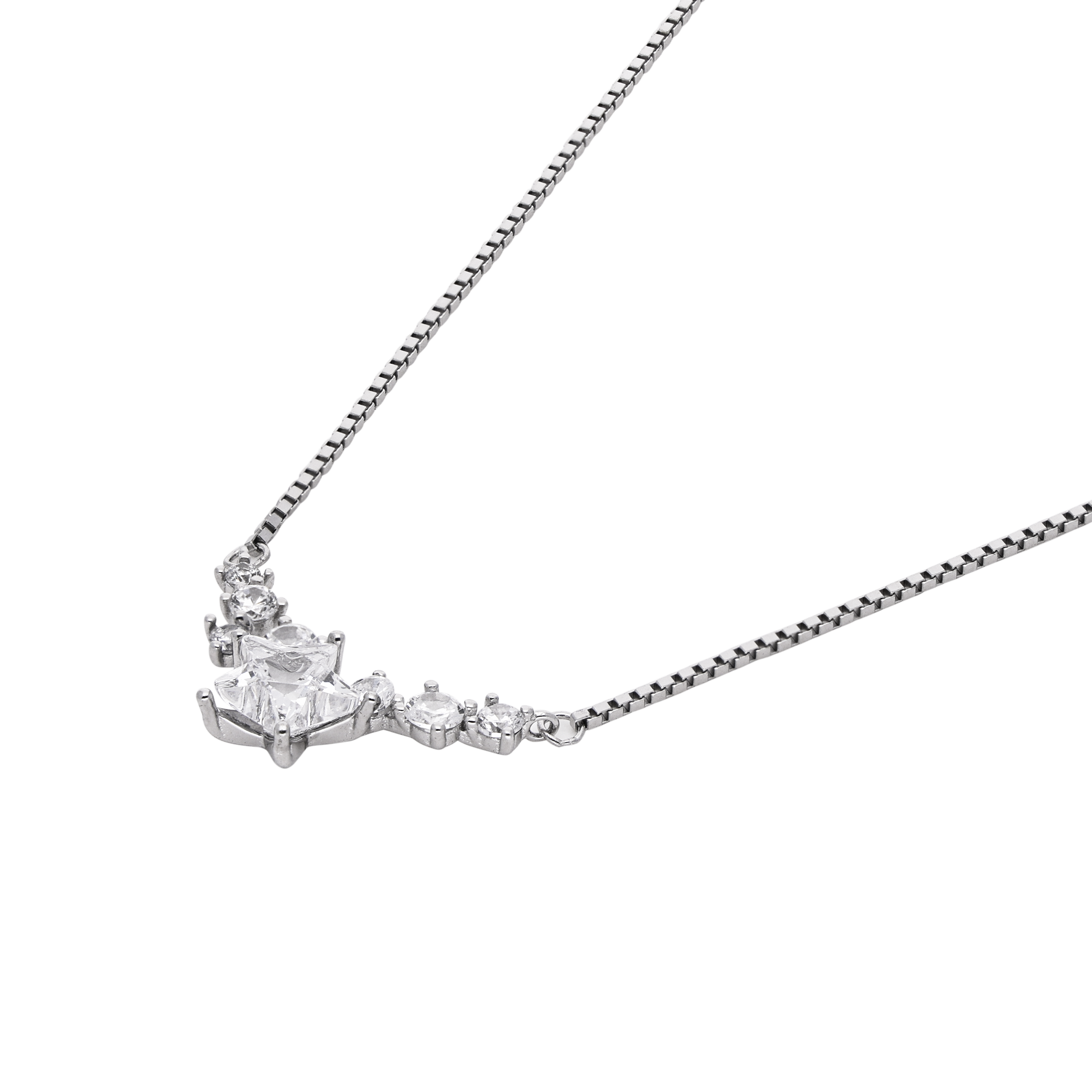 Celestial Starburst Necklace in Rose Gold & Silver with Radiant Zirconia | SKU : 0021131691, 0021131707, 0021131721, 0021131714, 0021131738, 0003524312