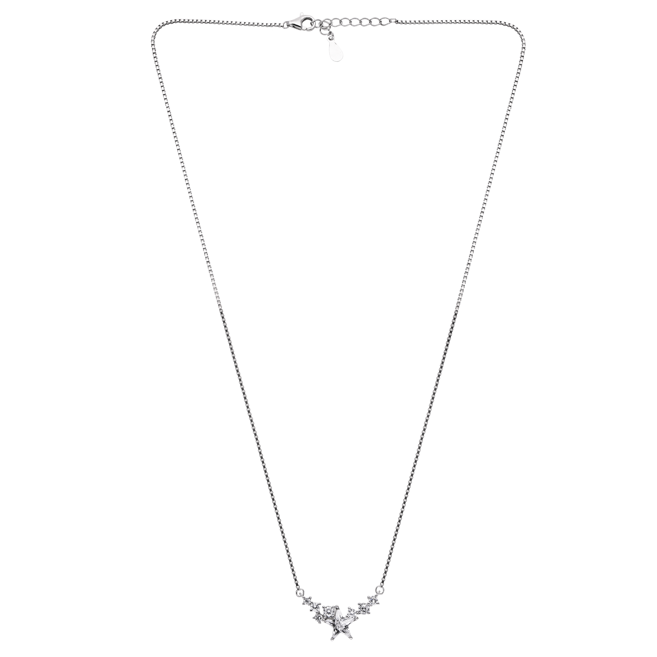 Celestial Starburst Necklace in Rose Gold & Silver with Radiant Zirconia | SKU : 0021131691, 0021131707, 0021131721, 0021131714, 0021131738, 0003524312