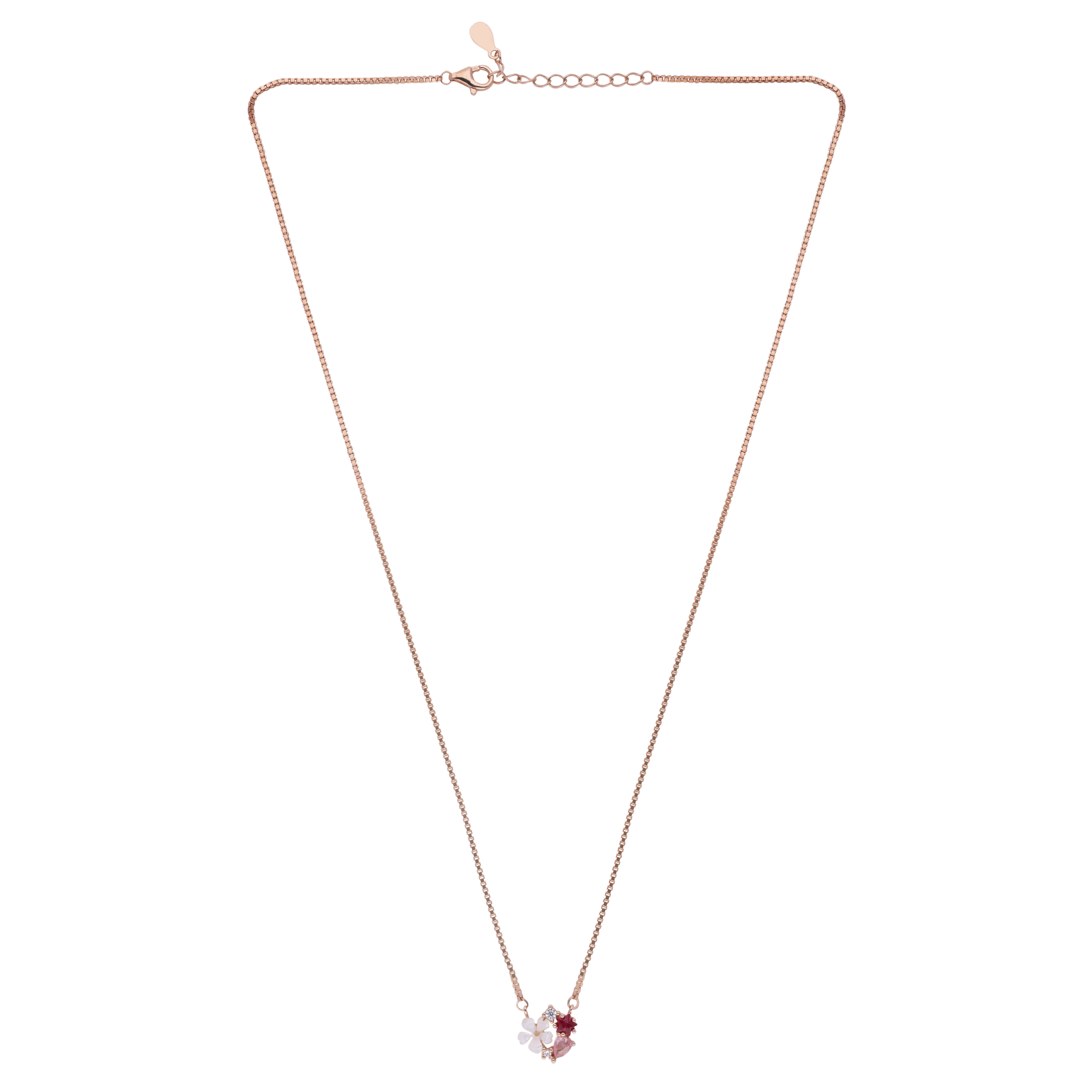 Celestial Starburst Necklace in Rose Gold & Silver with Radiant Zirconia | SKU : 0021131691, 0021131707, 0021131721, 0021131714, 0021131738, 0003524312