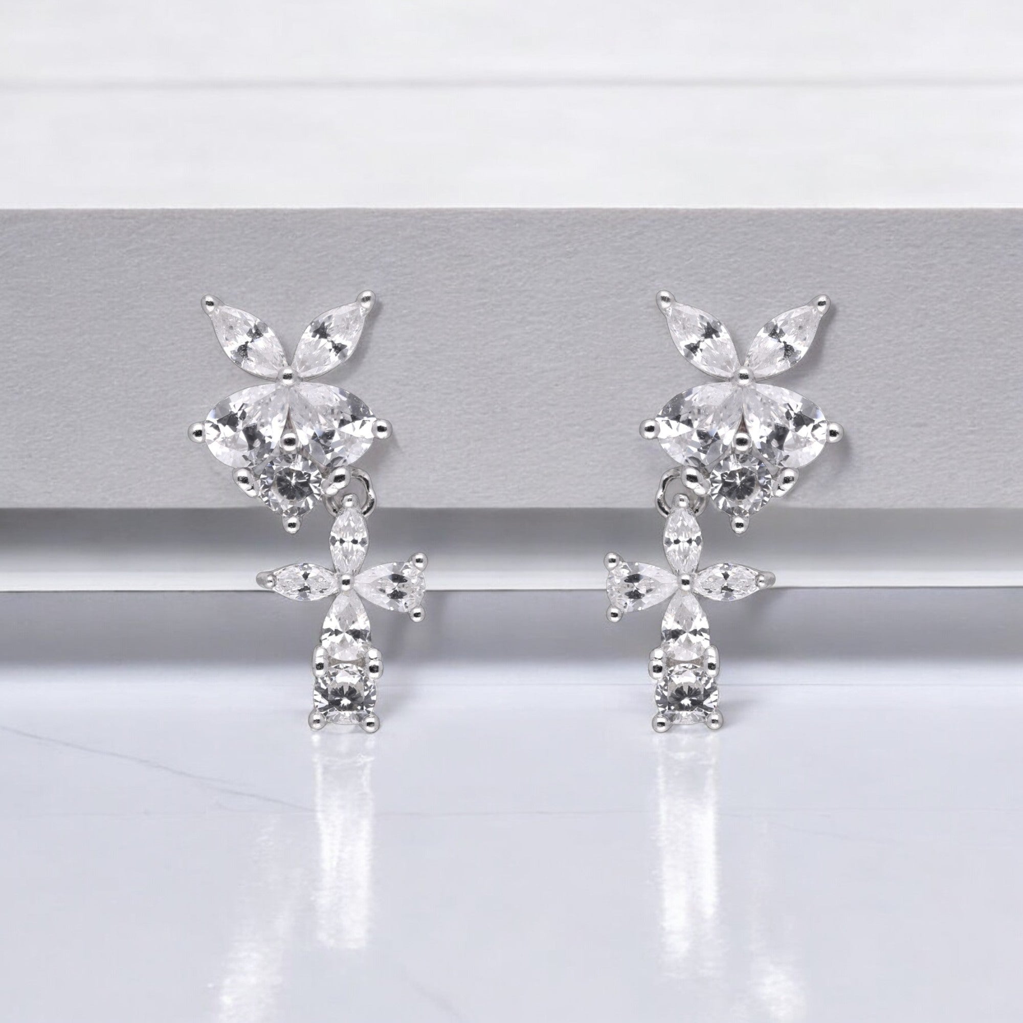 Floral Radiance Drop Earrings – A Symphony of Elegance and Grace | SKU : 0021143236, 0021143250, 0021143212