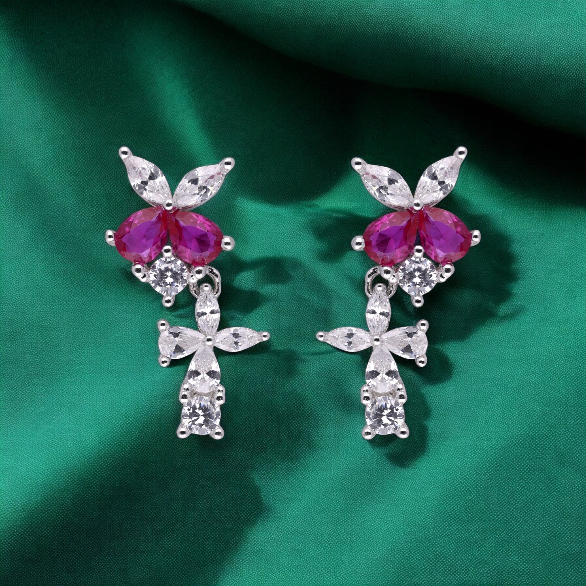 Floral Radiance Drop Earrings – A Symphony of Elegance and Grace | SKU : 0021143236, 0021143250, 0021143212