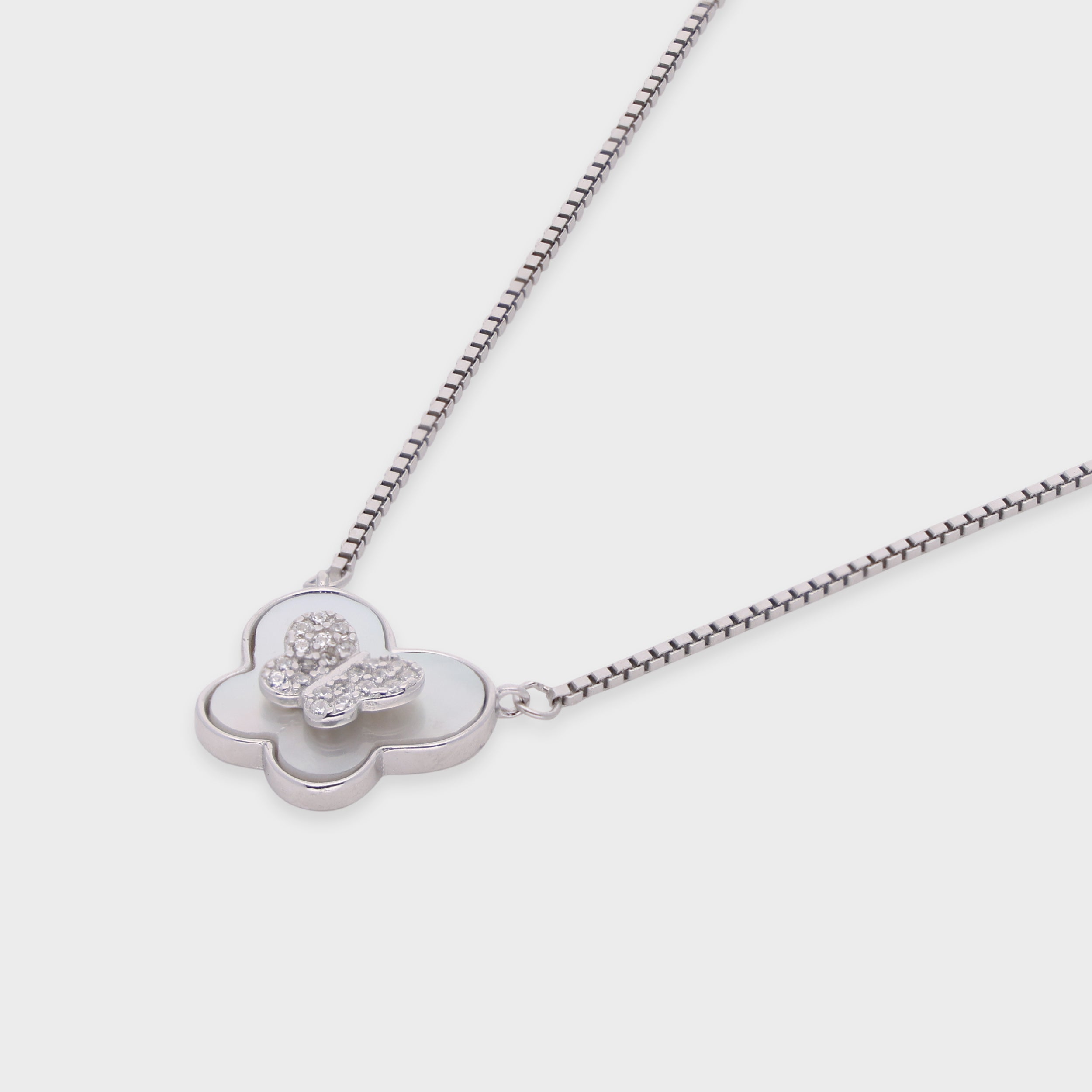 Butterfly Clover Pendant Necklace – A Delicate Symbol of Transformation | SKU : 0021150012, 0021150029, 0021150036, 0021150043