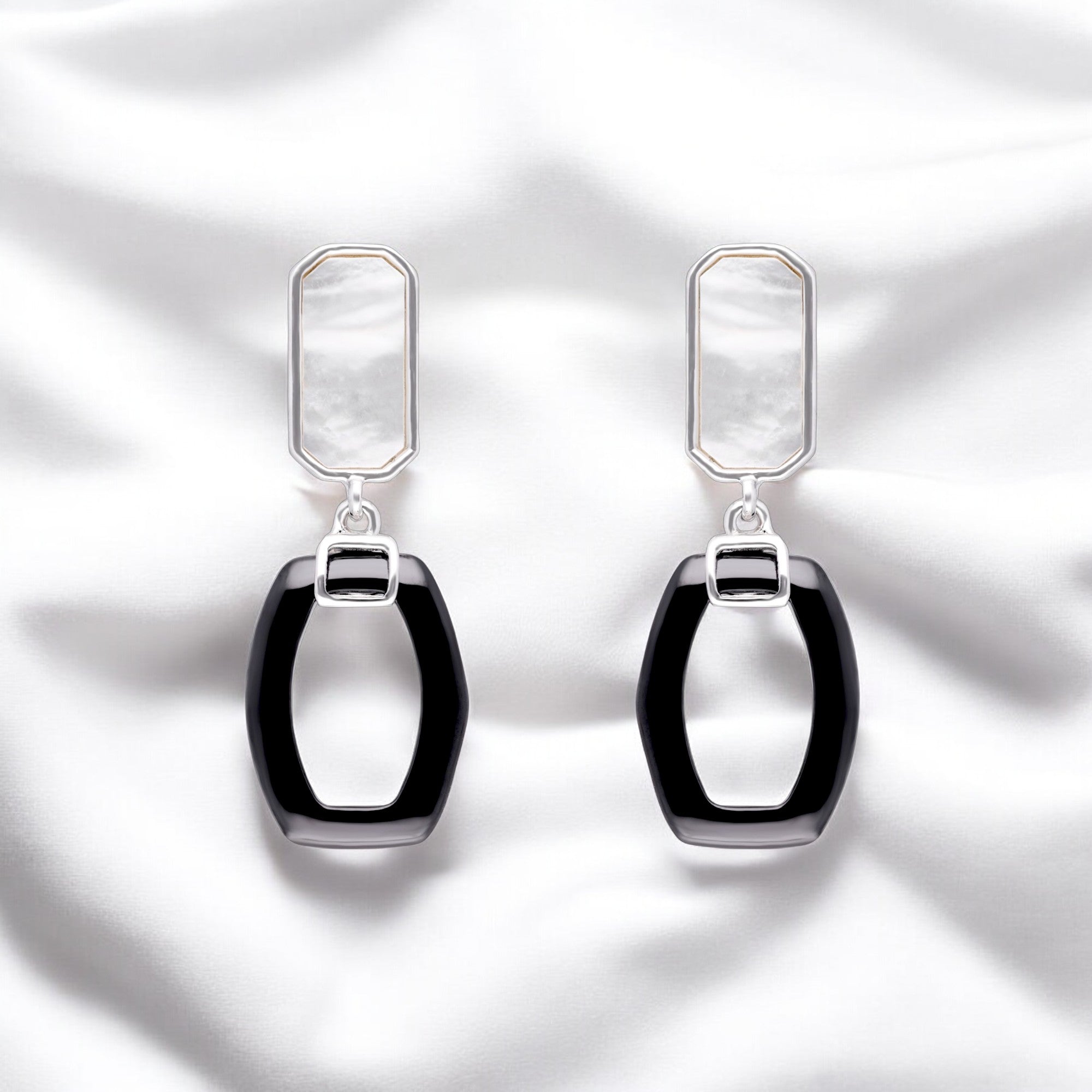 Sterling Silver Mother-of-Pearl & White Resin Geometric Drop Earrings | SKU : 0021158384, 0021158414, 0021158407, 0021158391, 0021158421