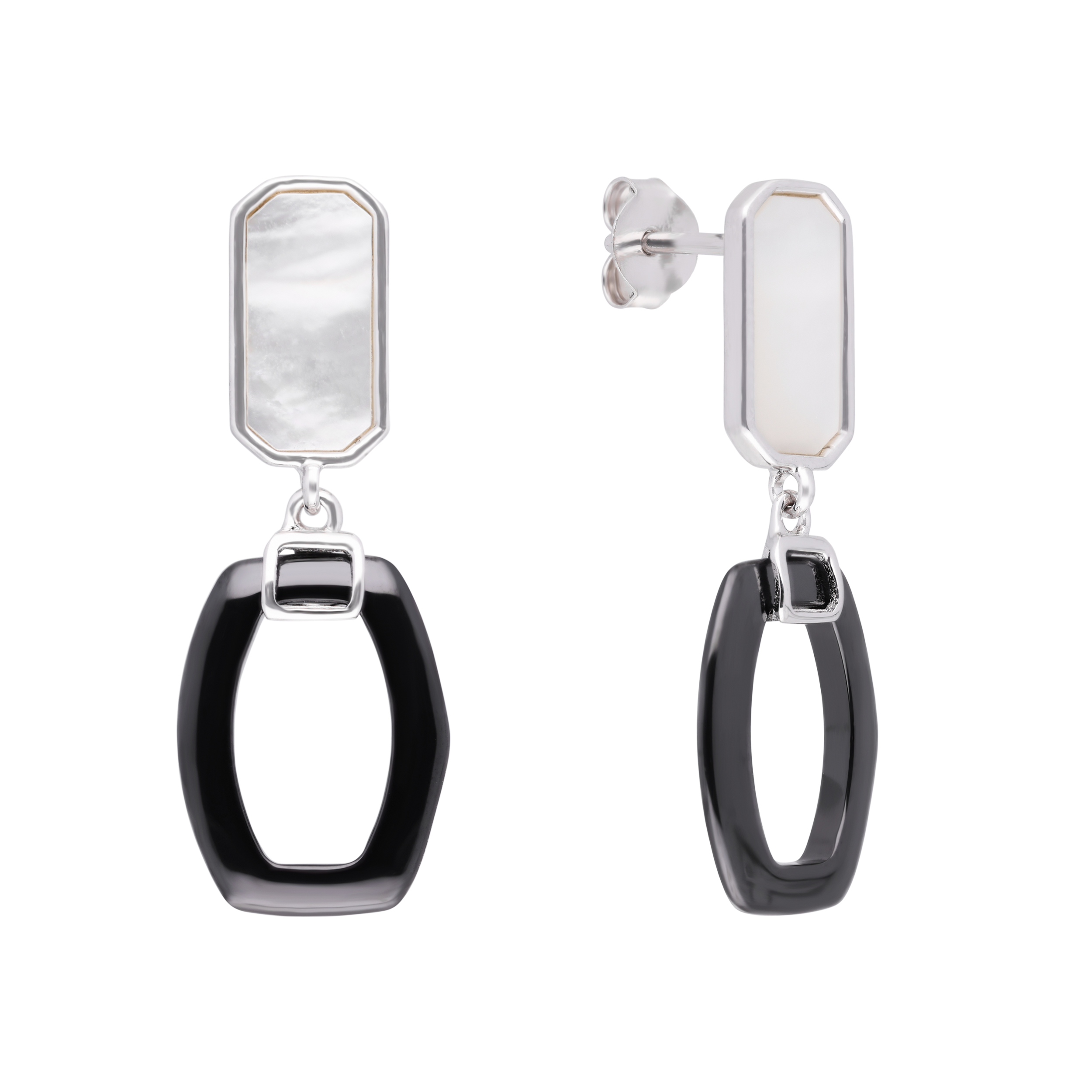 Sterling Silver Mother-of-Pearl & White Resin Geometric Drop Earrings | SKU : 0021158384, 0021158414, 0021158407, 0021158391, 0021158421