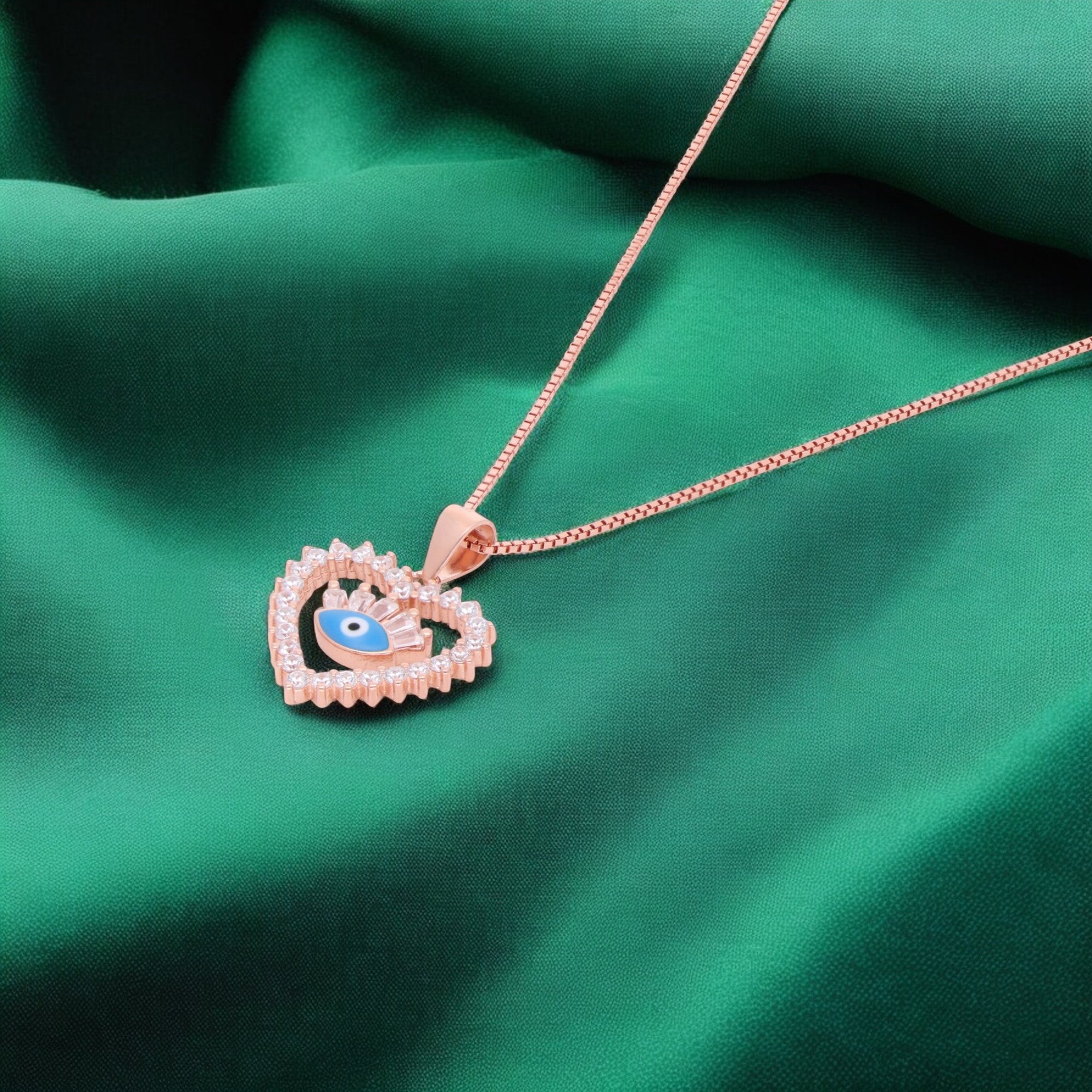 Sterling Silver Heart Evil Eye Pendant Necklace| SKU : 0021158469, 0021158445, 0021158452, 0021158438, 0003523407, 0003523391