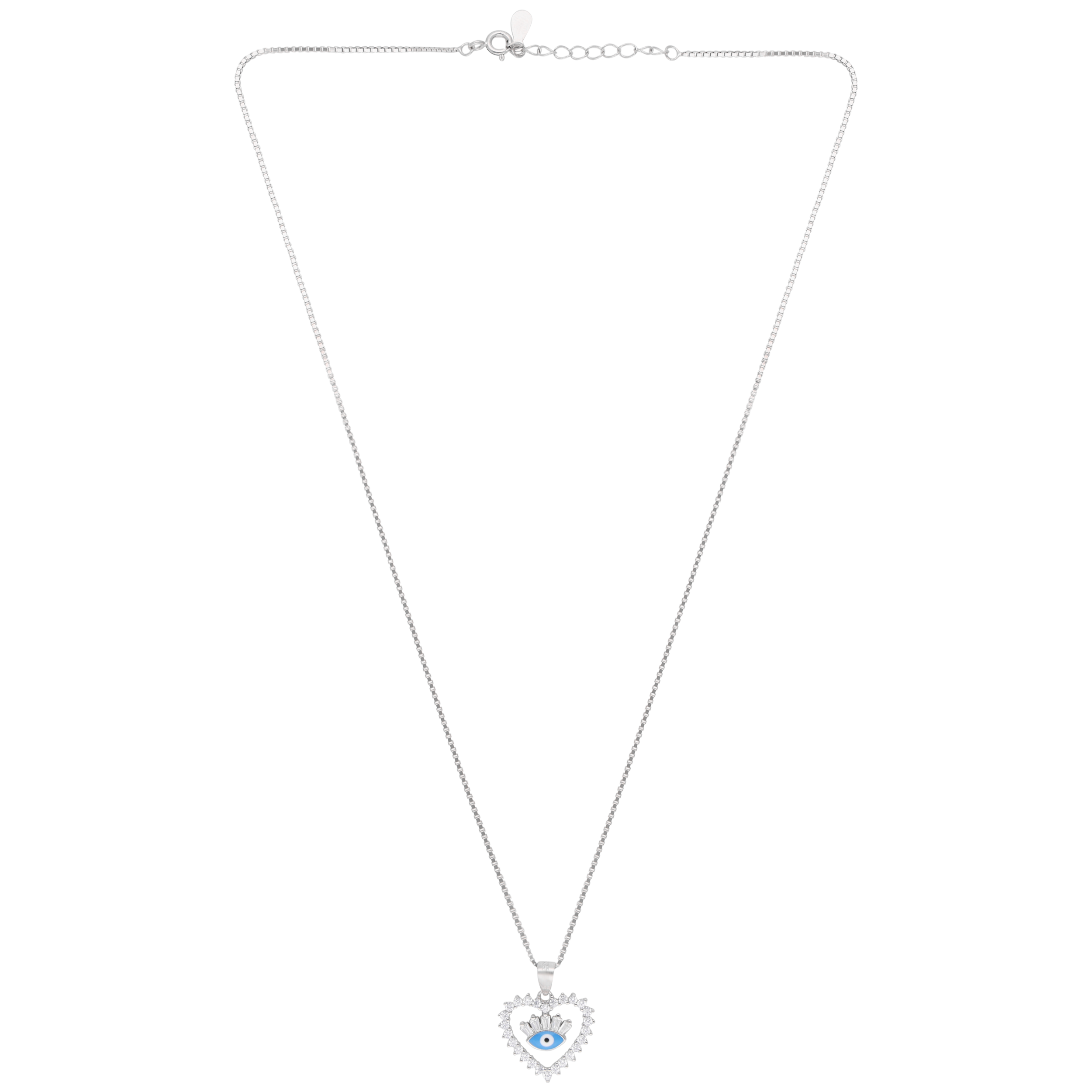 Sterling Silver Heart Evil Eye Pendant Necklace| SKU : 0021158469, 0021158445, 0021158452, 0021158438, 0003523407, 0003523391