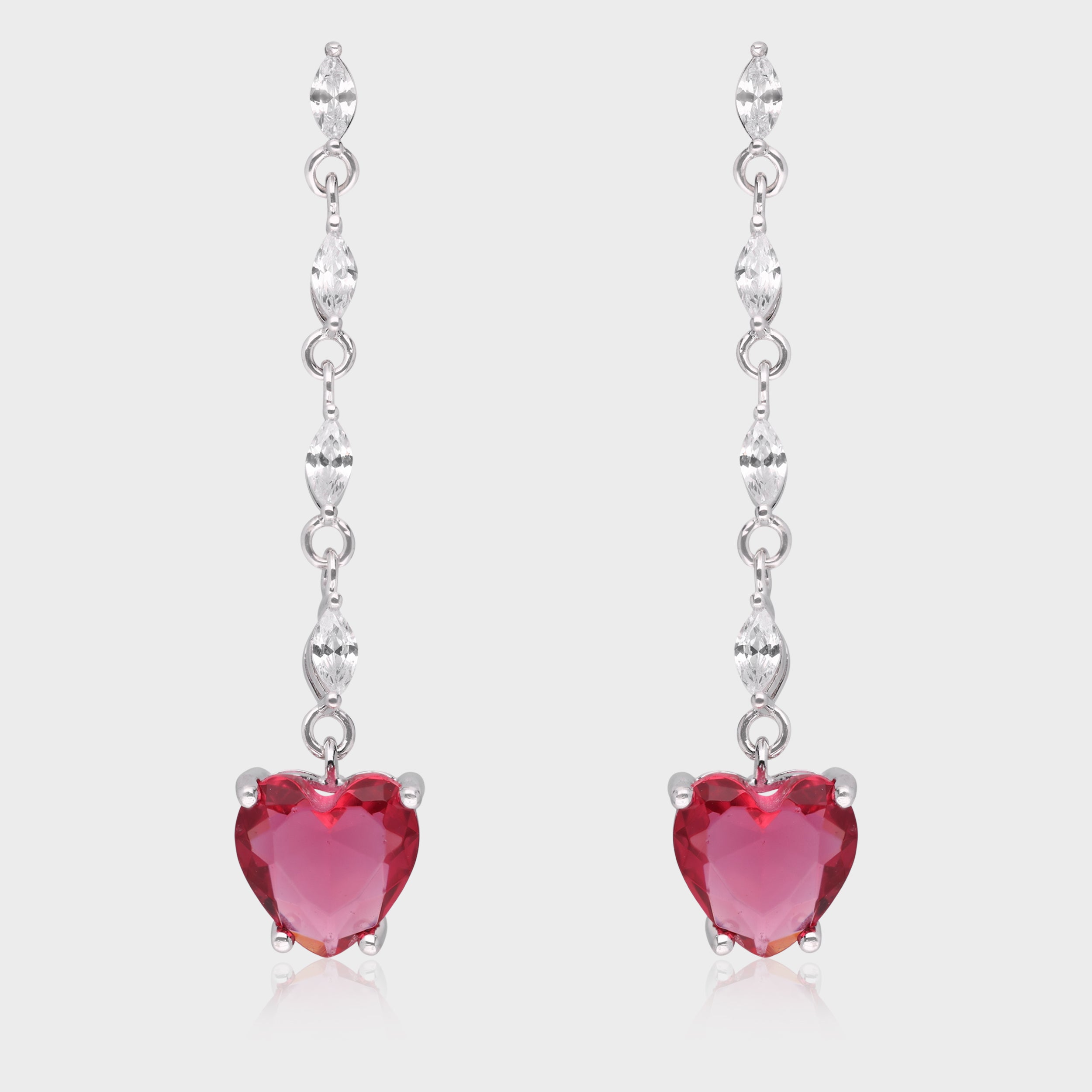 Sterling Silver Heart-Shaped Ruby & Sapphire Drop Earrings | SKU : 0021158506, 0021158483, 0003523483