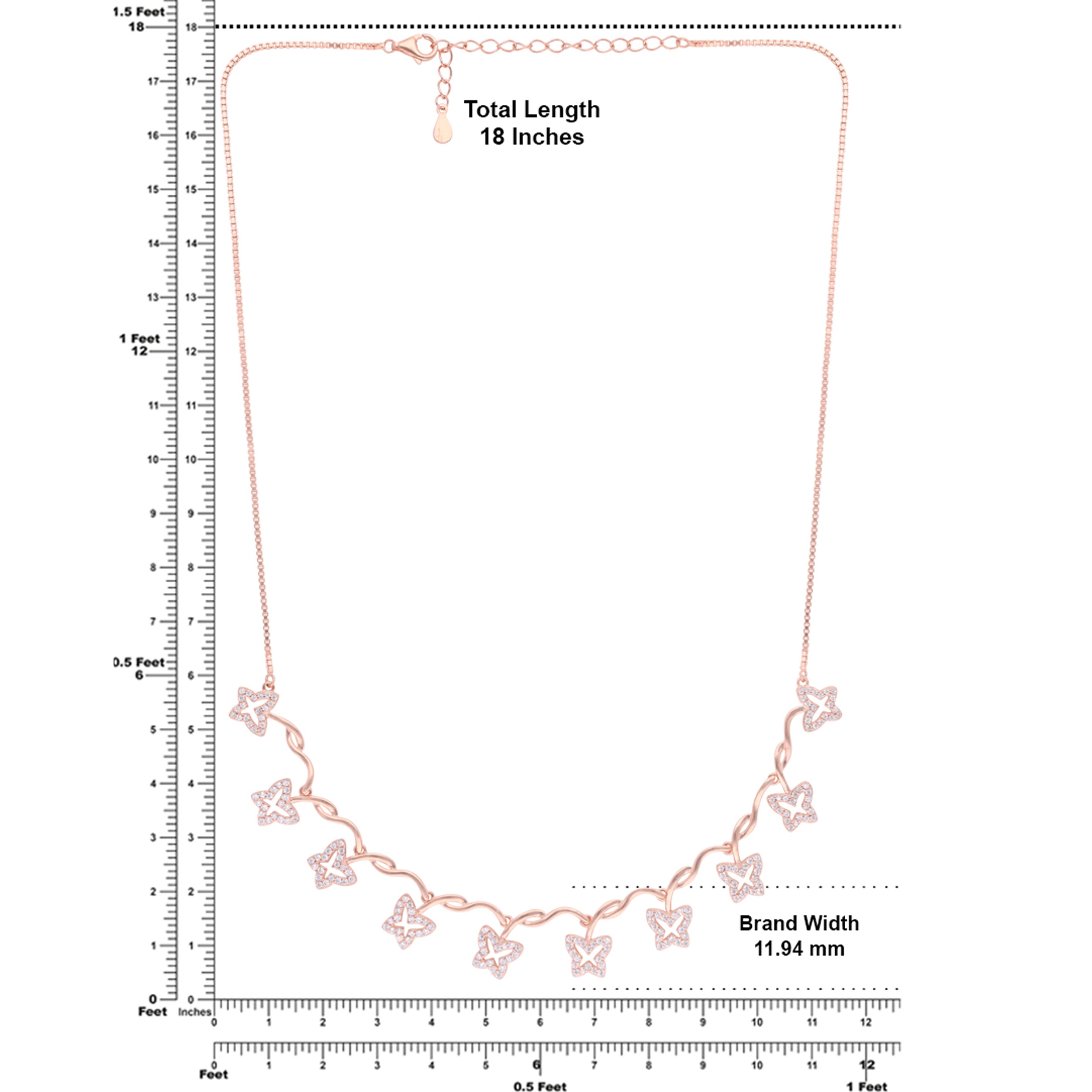 Rose Gold Sterling Silver Butterfly Vine Necklace | SKU : 0021158698