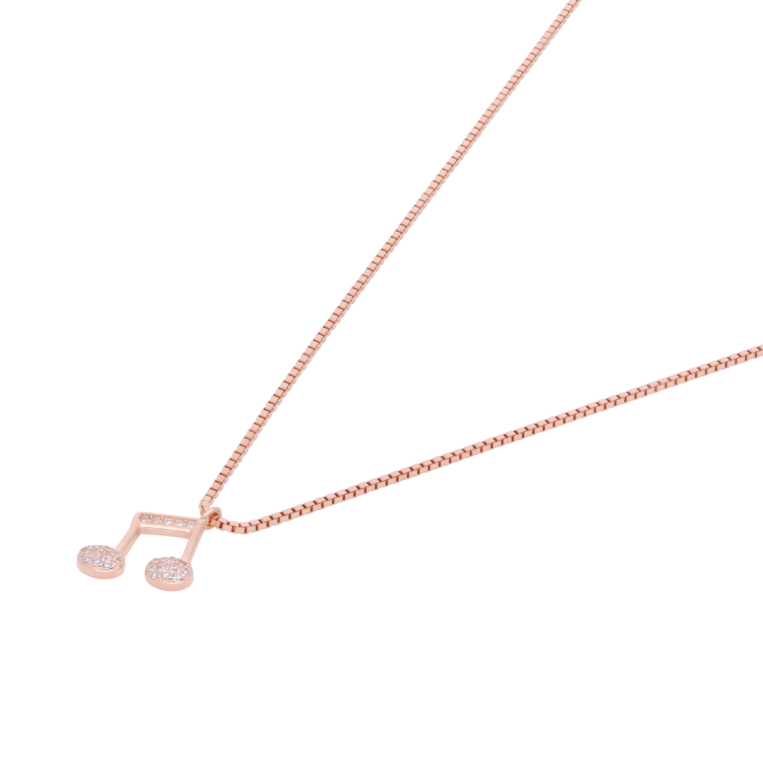 Rose Gold Sterling Silver Music Note Pendant Necklace with Cubic Zirconia | SKU : 0021173660, 0021173677, 0021173684, 0021173691, 0021173707, 0021173714