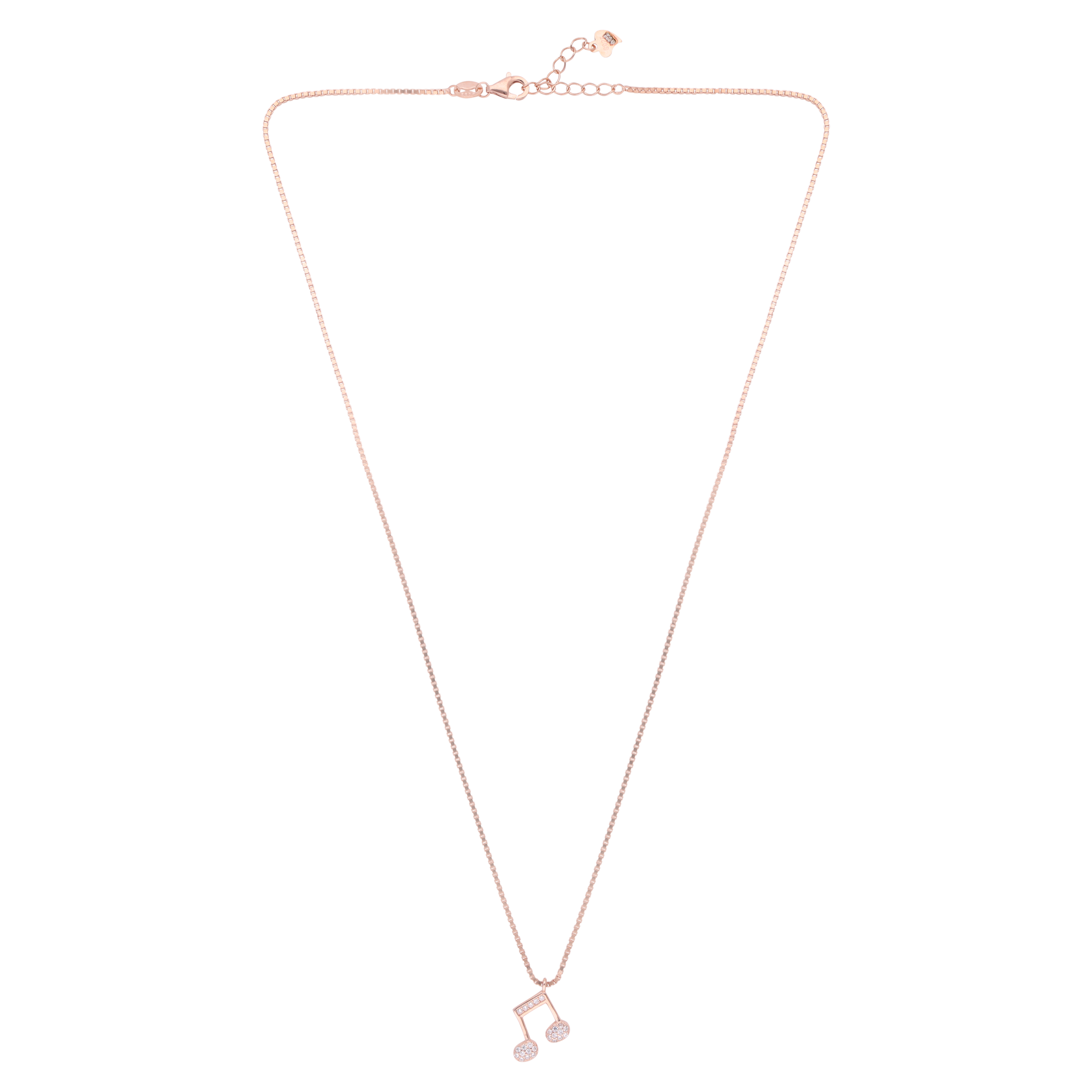 Rose Gold Sterling Silver Music Note Pendant Necklace with Cubic Zirconia | SKU : 0021173660, 0021173677, 0021173684, 0021173691, 0021173707, 0021173714