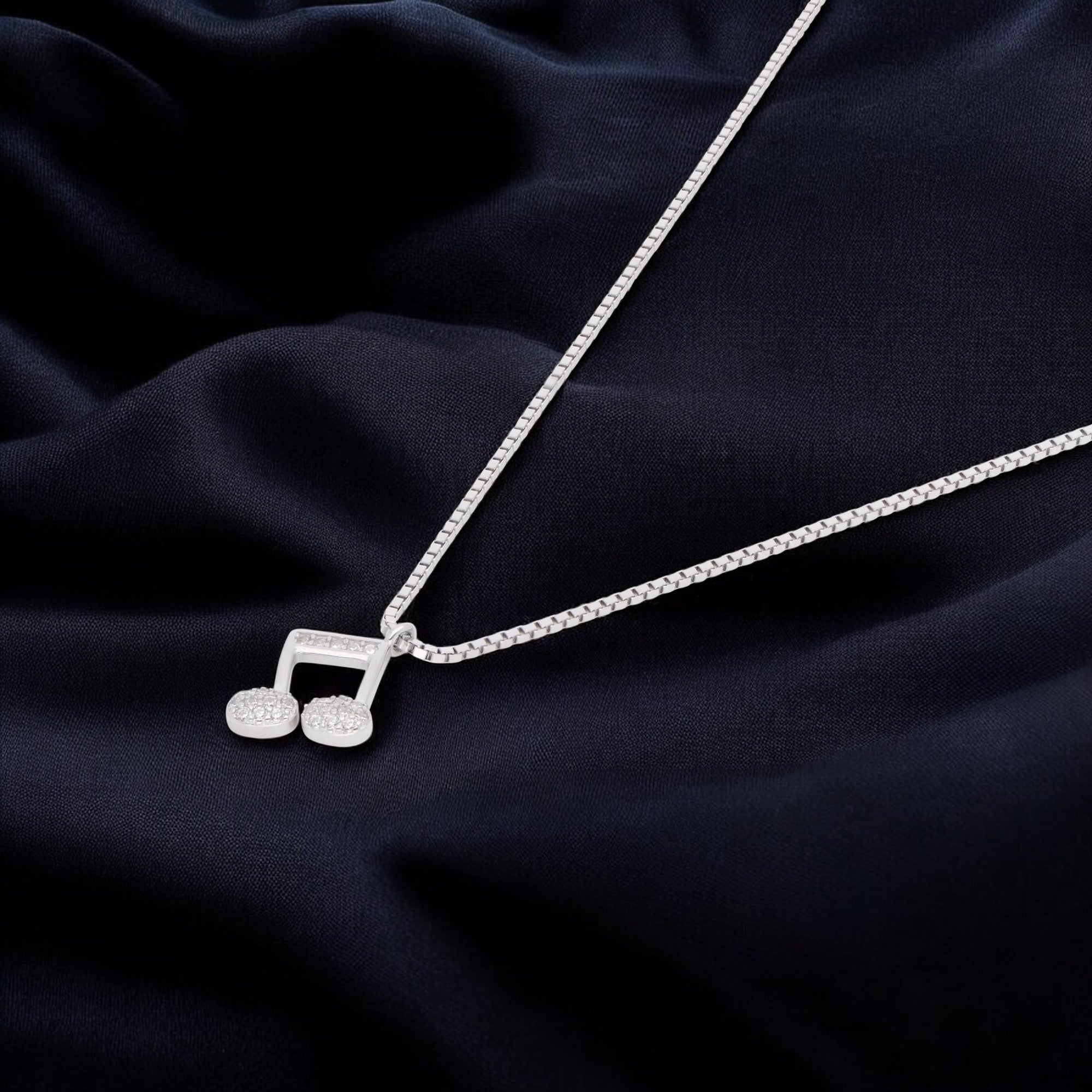 Rose Gold Sterling Silver Music Note Pendant Necklace with Cubic Zirconia | SKU : 0021173660, 0021173677, 0021173684, 0021173691, 0021173707, 0021173714