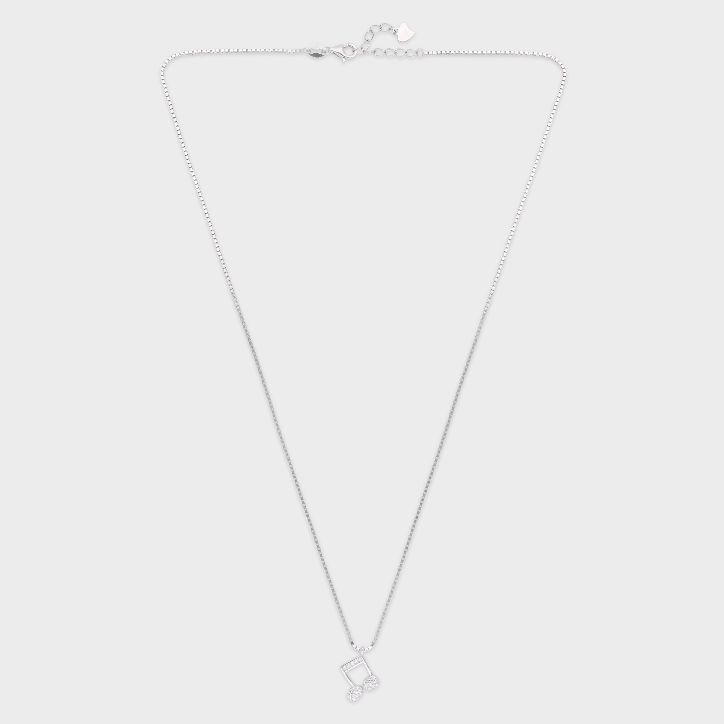 Rose Gold Sterling Silver Music Note Pendant Necklace with Cubic Zirconia | SKU : 0021173660, 0021173677, 0021173684, 0021173691, 0021173707, 0021173714