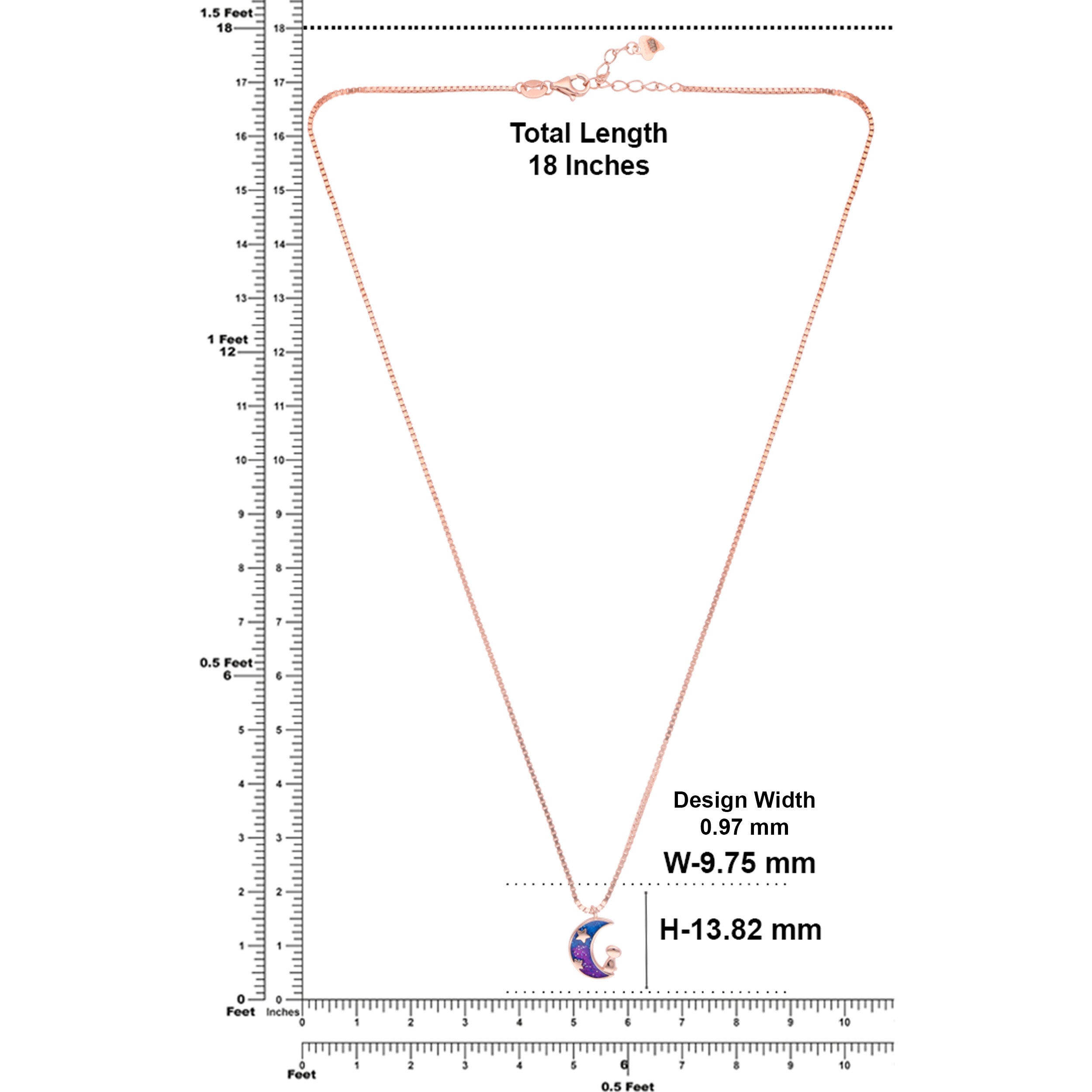 Celestial Silver Chain with Enamel Crescent Moon Pendant | SKU : 0021173783, 0021173790, 0021173806, 0021173813, 0003525302, 0003525319