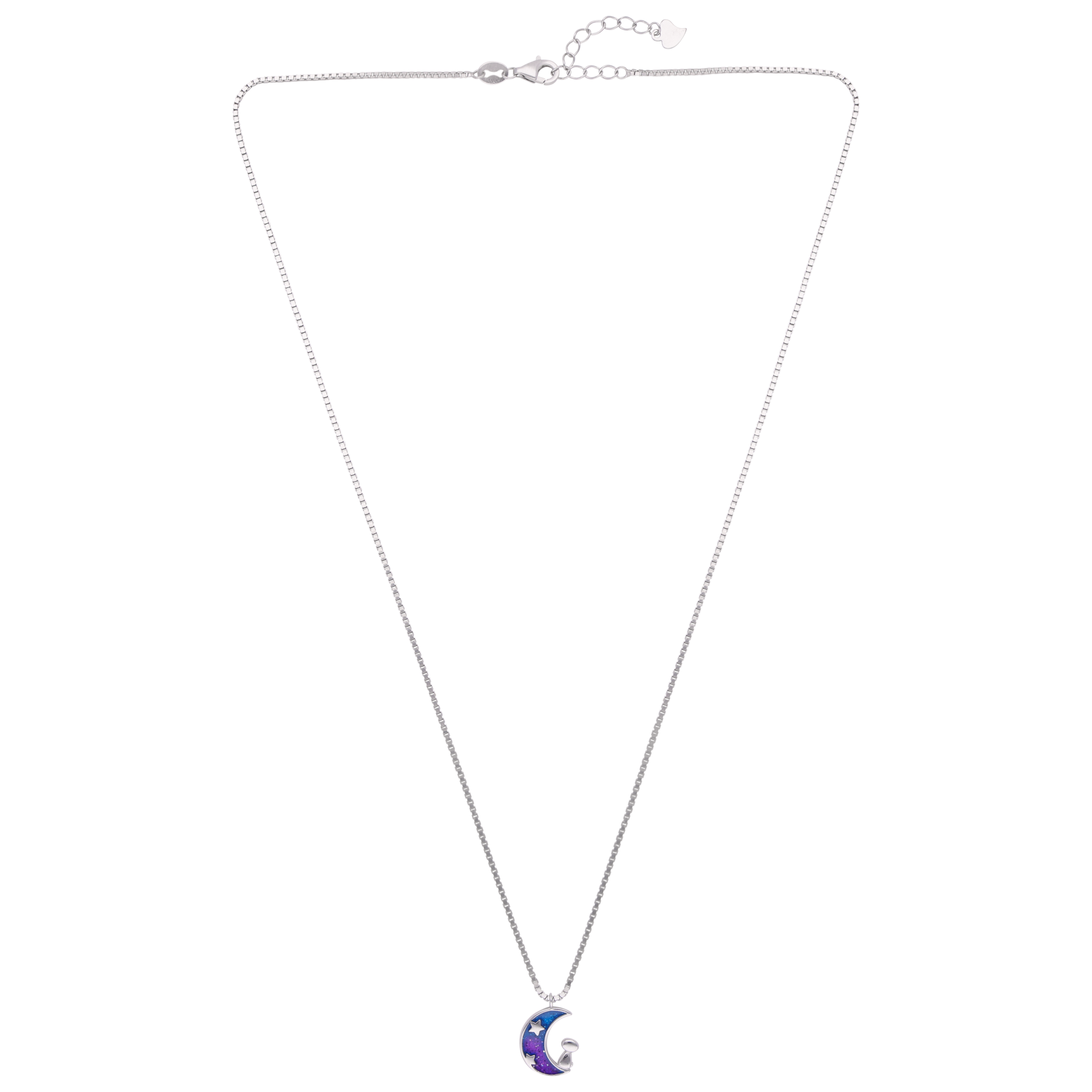 Celestial Silver Chain with Enamel Crescent Moon Pendant | SKU : 0021173783, 0021173790, 0021173806, 0021173813, 0003525302, 0003525319