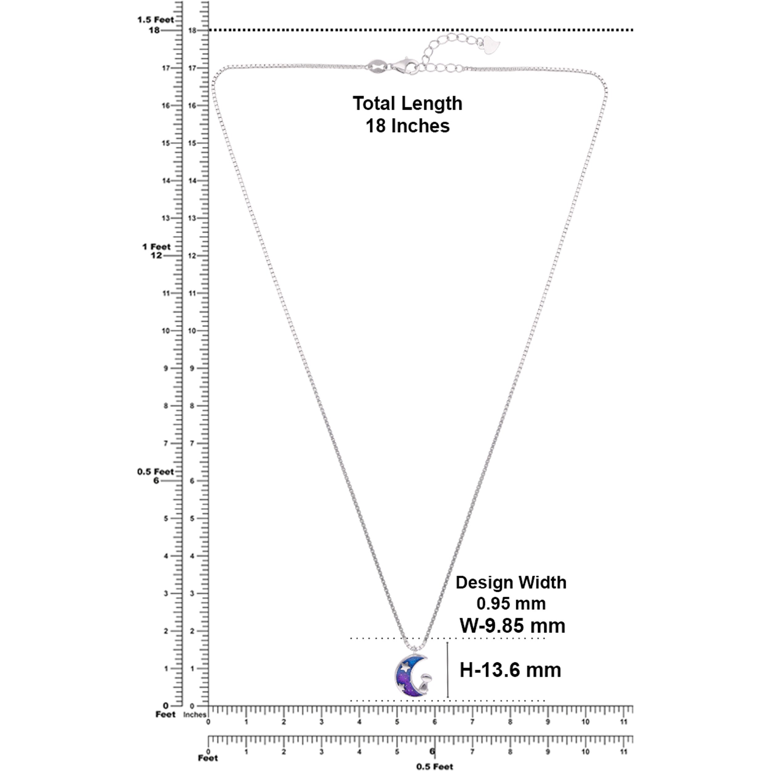 Celestial Silver Chain with Enamel Crescent Moon Pendant | SKU : 0021173783, 0021173790, 0021173806, 0021173813, 0003525302, 0003525319