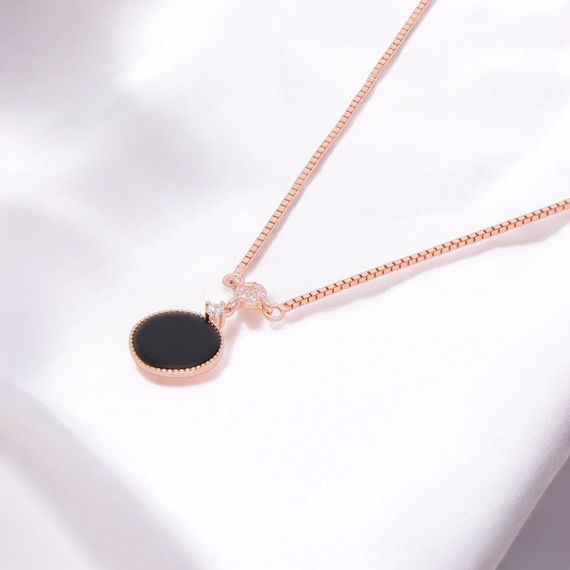 Rose Gold Sterling Silver Black Onyx Pendant Necklace | SKU : 0021174001, 0021174018, 0021174025, 0021174032, 0021174049, 0021174056, 0021174063, 0021174070