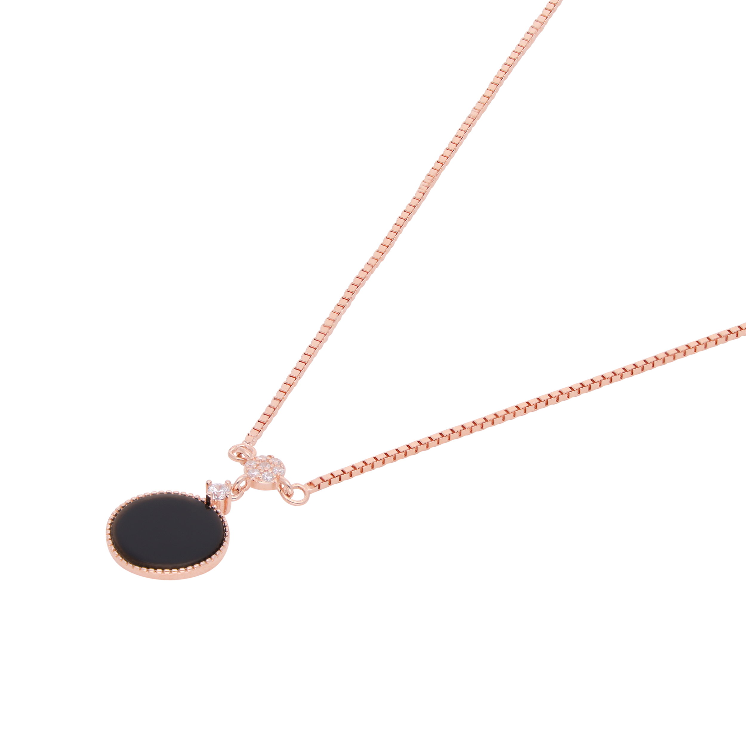 Rose Gold Sterling Silver Black Onyx Pendant Necklace | SKU : 0021174001, 0021174018, 0021174025, 0021174032, 0021174049, 0021174056, 0021174063, 0021174070