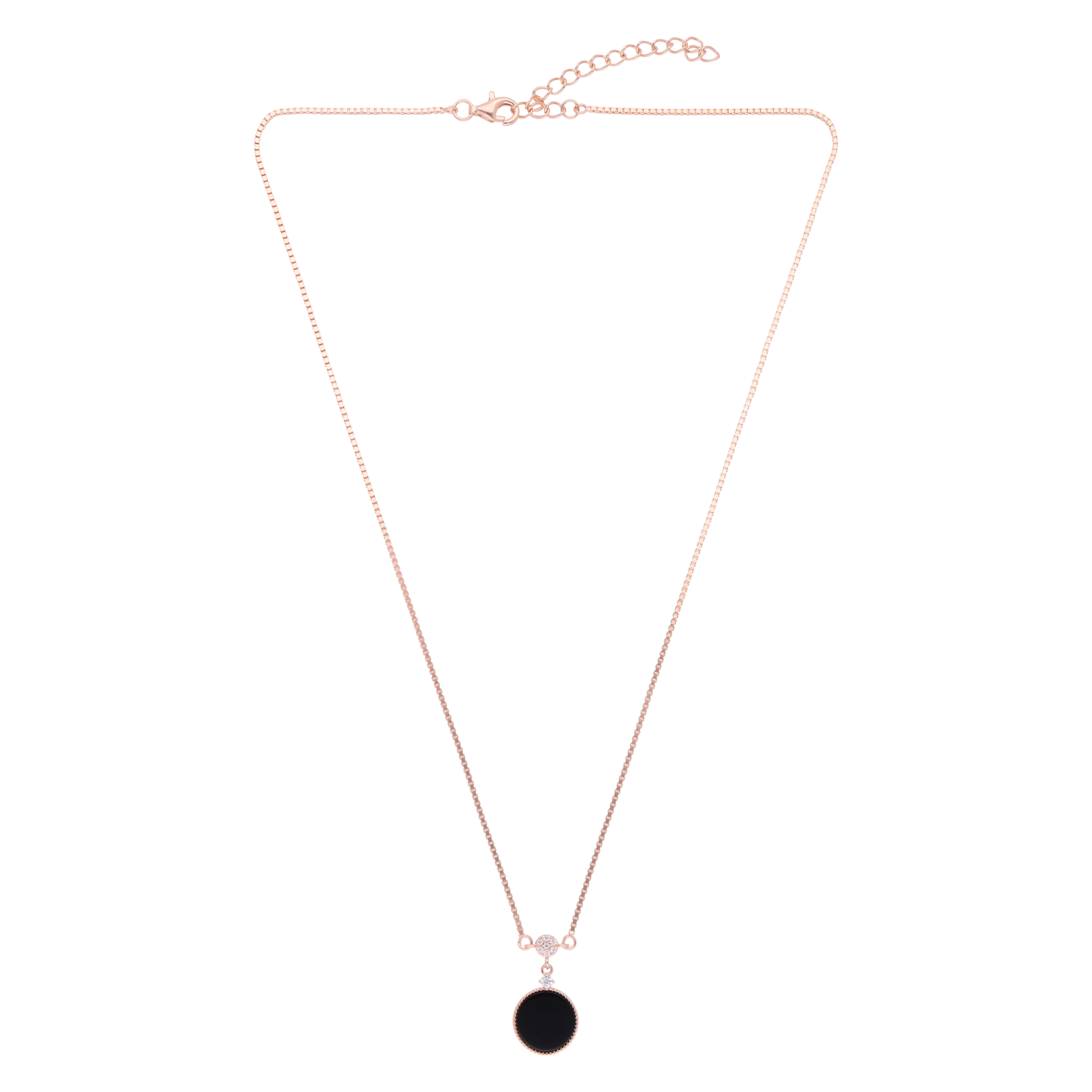 Rose Gold Sterling Silver Black Onyx Pendant Necklace | SKU : 0021174001, 0021174018, 0021174025, 0021174032, 0021174049, 0021174056, 0021174063, 0021174070