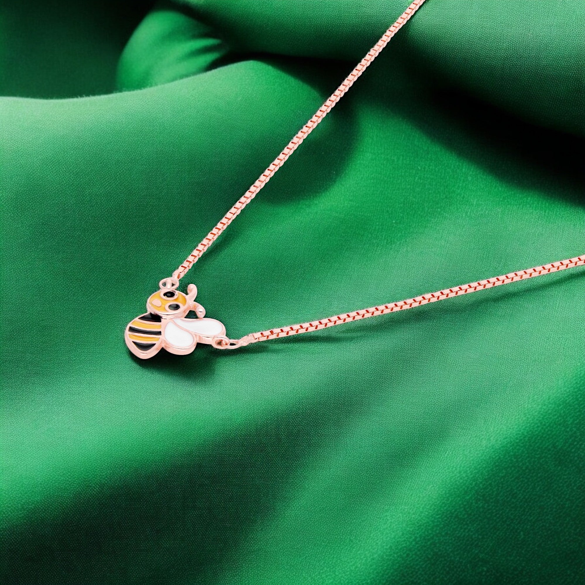 Rose Gold Sterling Silver Enamel Bee Pendant Necklace | SKU : 0021174087, 0021174094, 0021174100, 0021174117, 0021174124, 0021174131, 0003525197, 0003525203, 0003525210