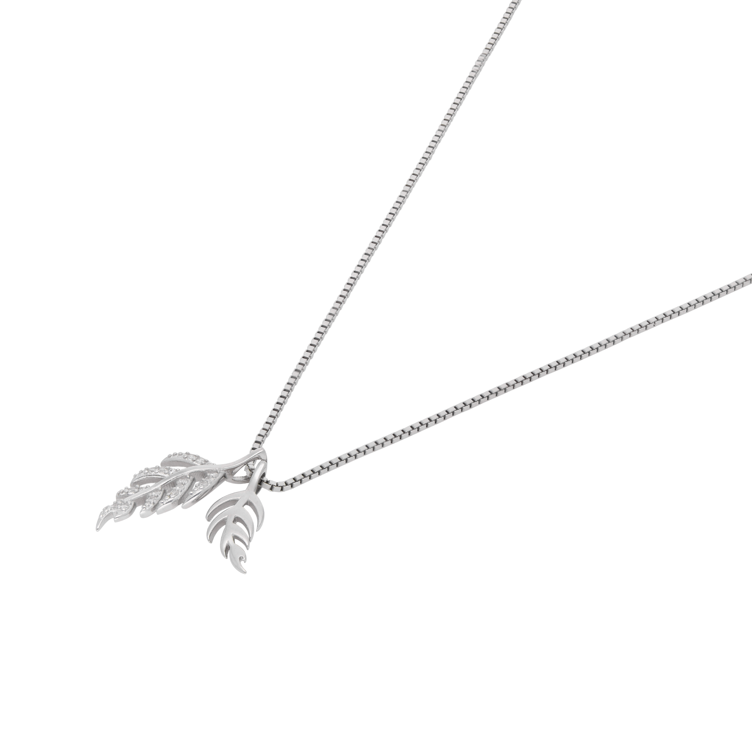 Rose Gold Sterling Silver Dual Leaf Pendant Necklace | SKU : 0021174148, 0021174155, 0021174162, 0021174179