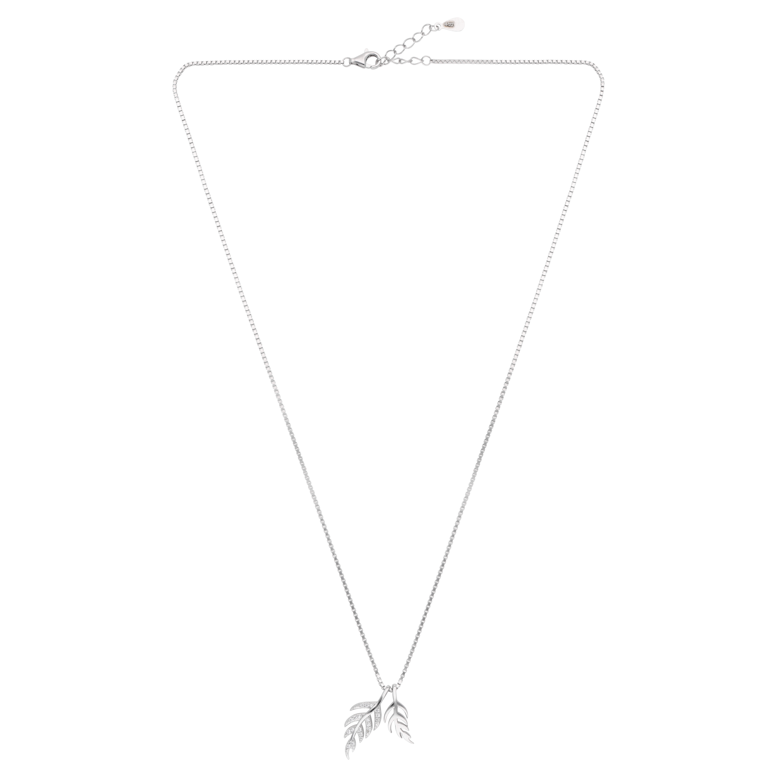 Rose Gold Sterling Silver Dual Leaf Pendant Necklace | SKU : 0021174148, 0021174155, 0021174162, 0021174179