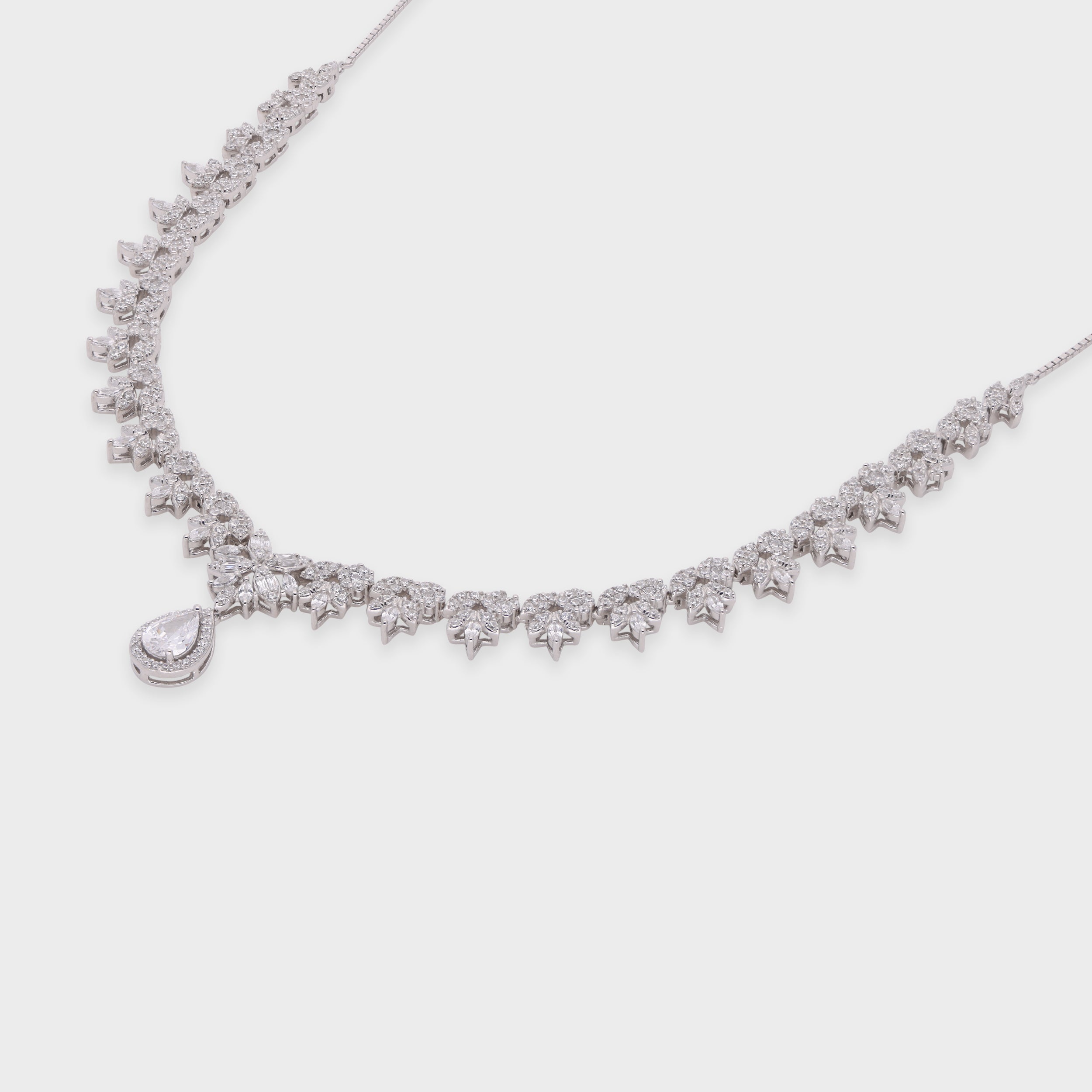 Elysian Teardrop Necklace in Sterling Silver with Cascading Stones | SKU : 0021188442, 0021188466, 0003525661, 0003525746, 0003525586, 0003525968