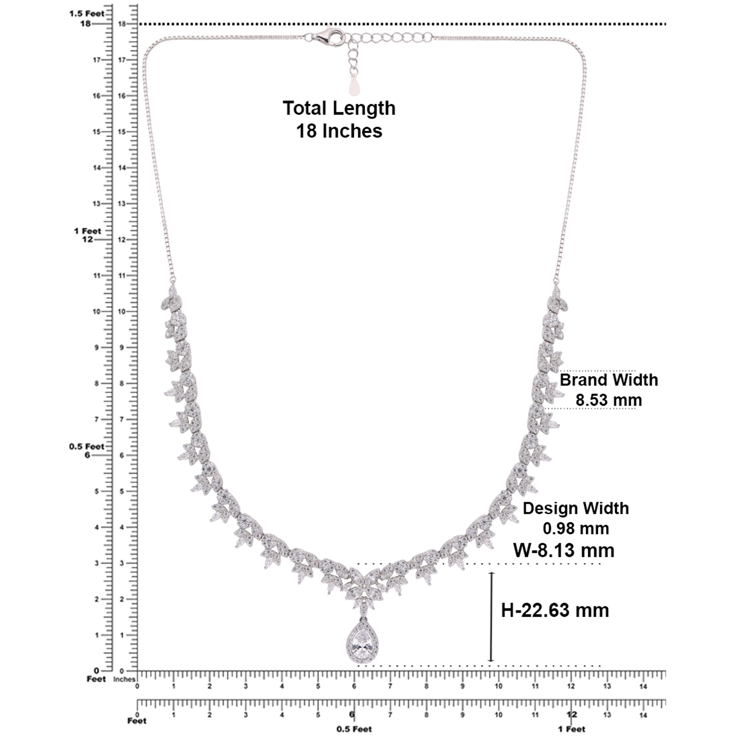 Elysian Teardrop Necklace in Sterling Silver with Cascading Stones | SKU : 0021188442, 0021188466, 0003525661, 0003525746, 0003525586, 0003525968