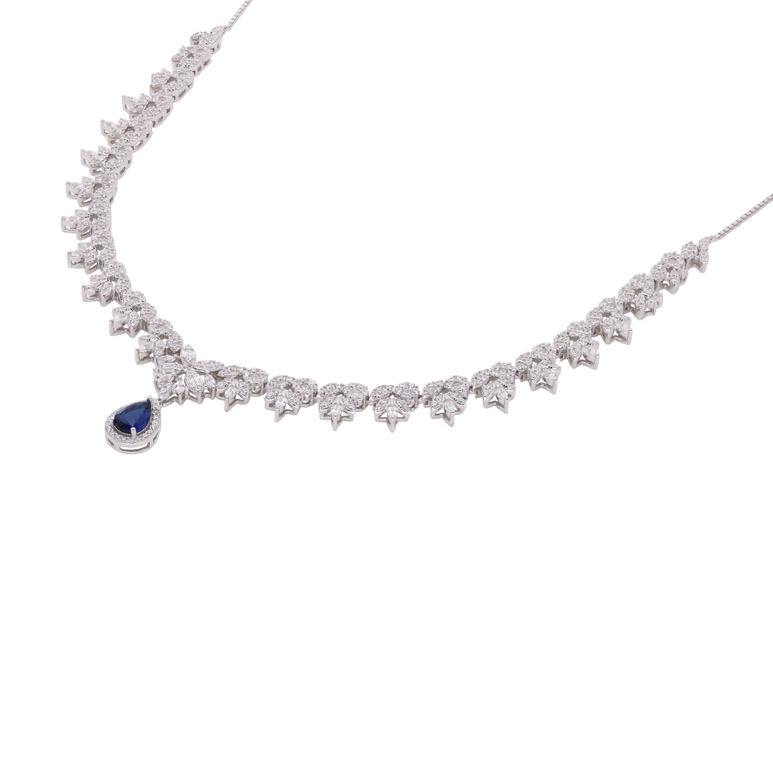Elysian Teardrop Necklace in Sterling Silver with Cascading Stones | SKU : 0021188442, 0021188466, 0003525661, 0003525746, 0003525586, 0003525968
