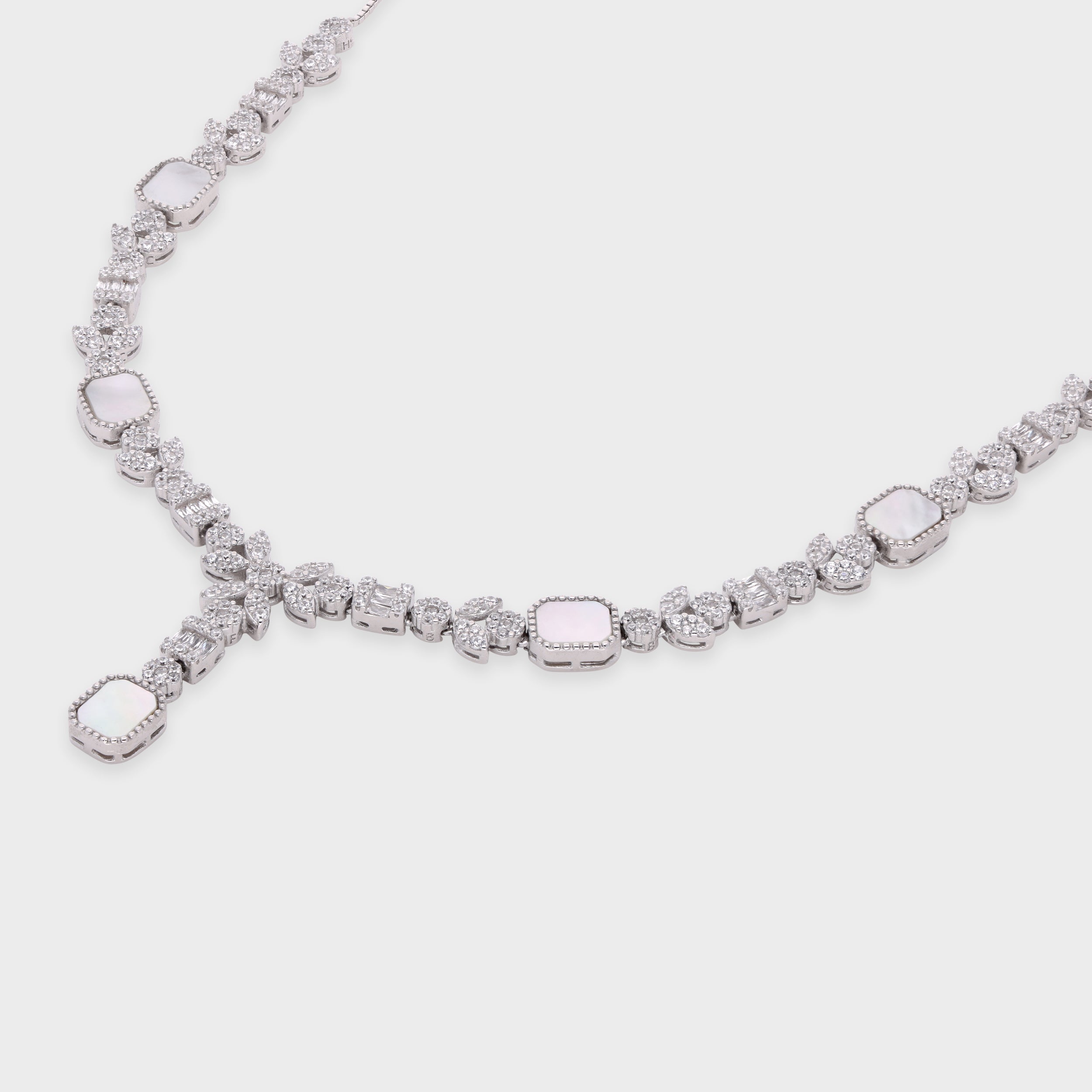 Sterling Silver Y-Drop Necklace with Stone Accents | SKU : 0021188480, 0003525906, 0003525609