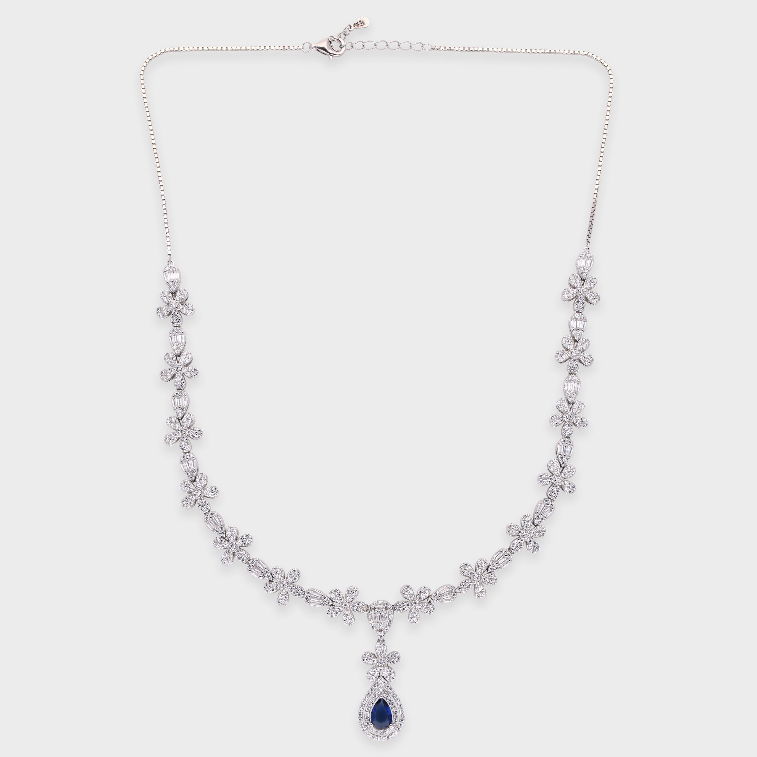 Floral Garland Necklace with Pear-Shaped Drop – Rose & Silver Finish Variants | SKU : 0021188527, 0021188503, 0003525760, 0003525487, 0003525524, 0003526224